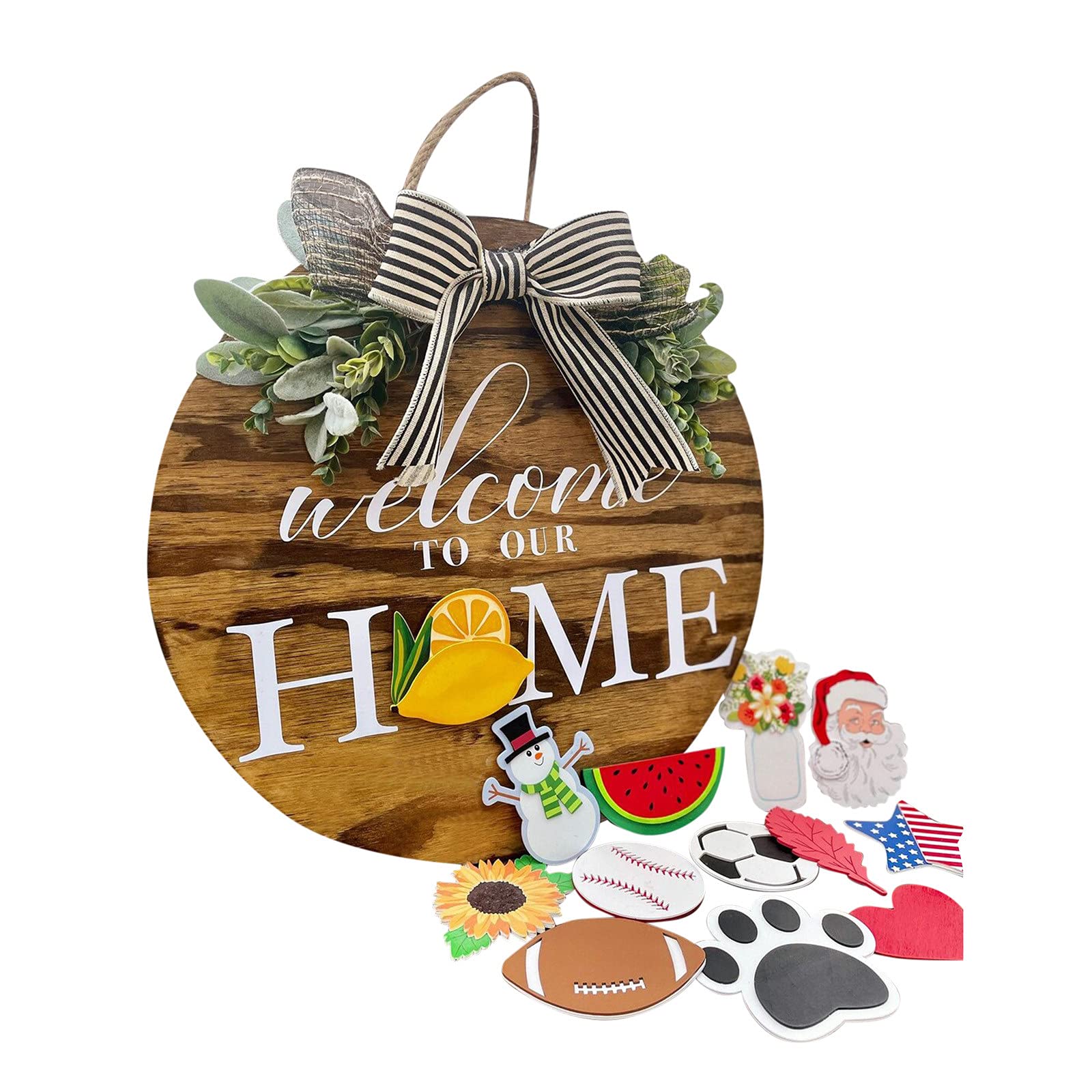 Patriotic Independence Day Welcome Sign - Rustic Wooden Star Wreath Door Hanger for Front Porch Decor | USA-Themed Outdoor Hanging Décor | Perfect for 4th of July, Memorial Day & Patriotic Home Decor