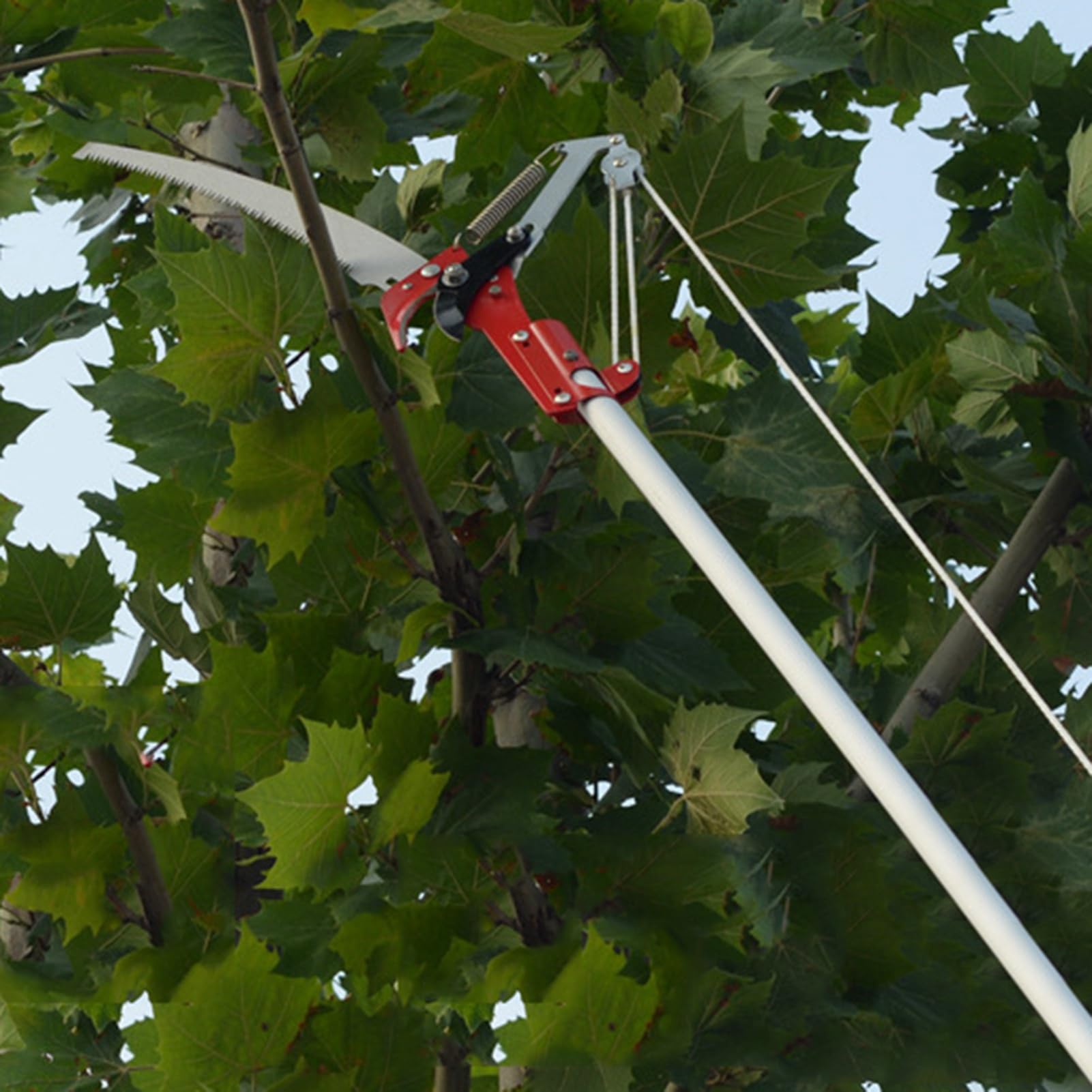 4-Wheel Manual Pole Saw Tree Trimmer - Heavy Duty Garden Pruning Shears & Branch Cutter for High Reach Trimming - Perfect for Tree Care, Landscaping, and Gardening Maintenance