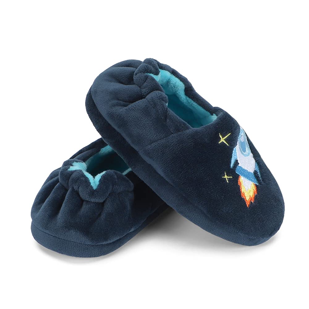 ESTAMICO Premium Soft Plush Slippers for Toddler Boys - Cartoon Animal Warm Winter House Shoes for Kids - Cozy Indoor Footwear for Playtime & Bedtime