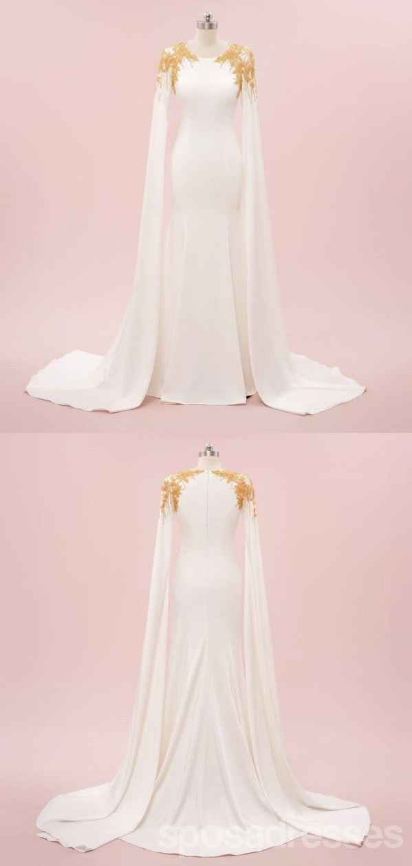 Elegant White Mermaid Long Sleeve Maxi Prom Dress for Women - Formal Evening Gown for Party, Wedding & Special Occasions