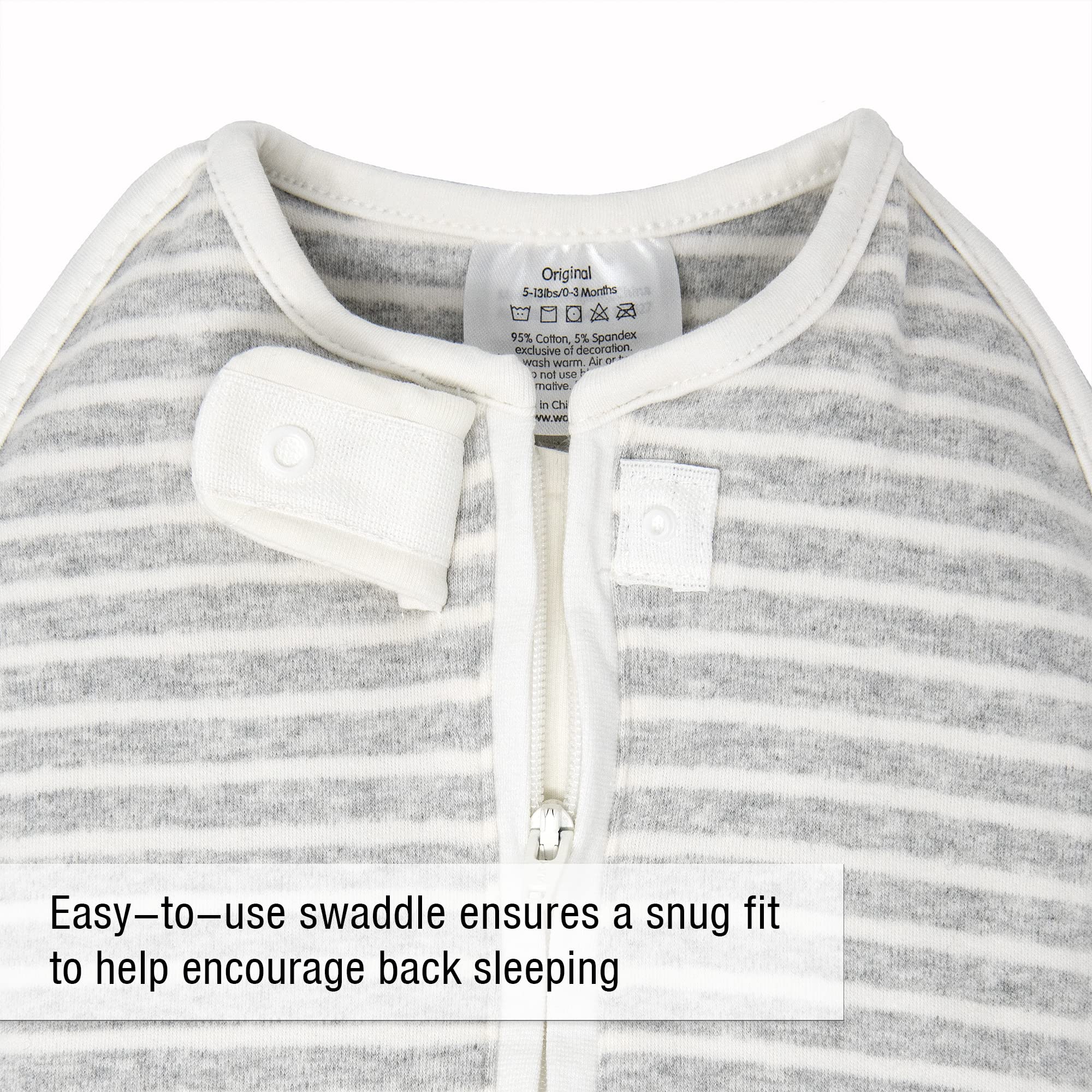 Woombie Original Baby Swaddling Blanket - Soft Cotton Wearable Swaddle Wrap for Newborns 5-13 lbs - Soothing Sleep Aid with Twilight Stripes Design - Perfect for Nursery, Travel & Calming Fussy Babies