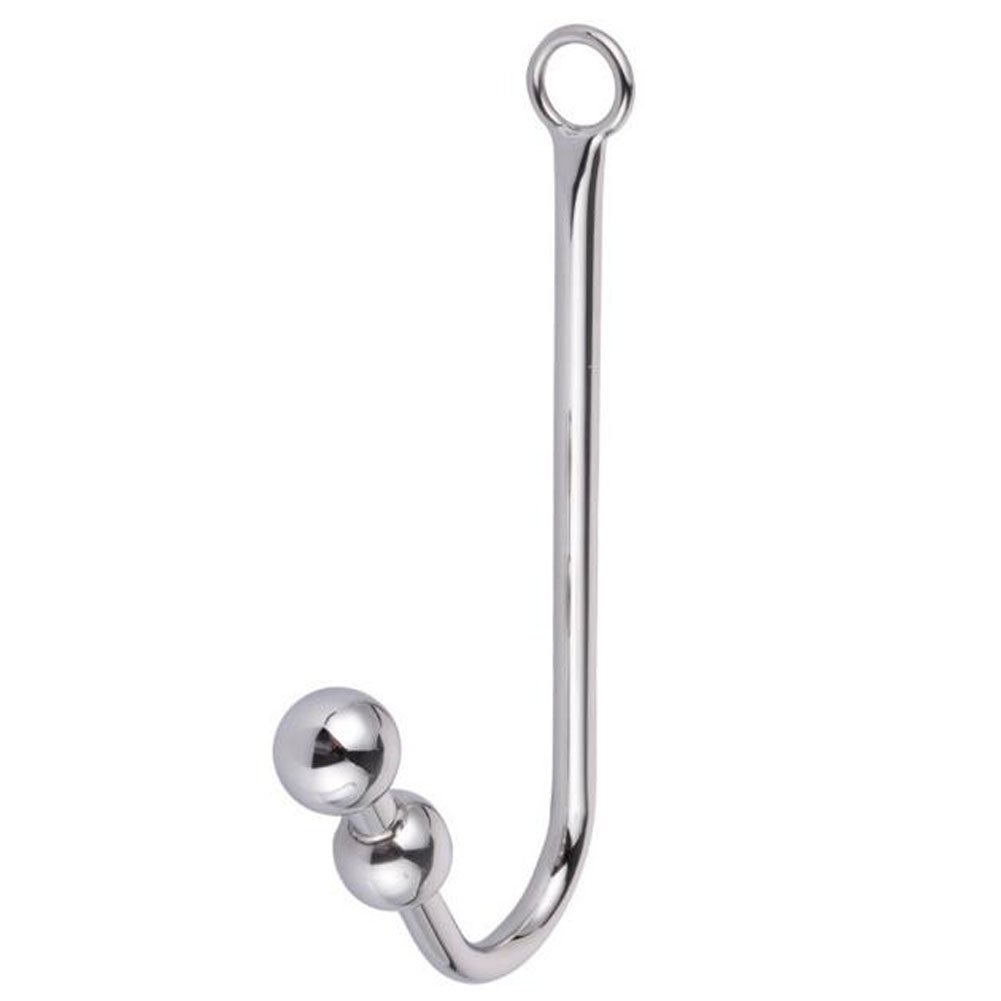 Stainless Steel Anal Hook with Double Balls & Ring - Unisex Adult Bondage Fetish Sex Toy for BDSM, Couples Play & Sensual Exploration