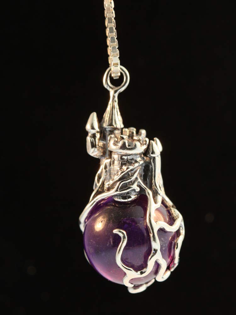 Castle in the Clouds Necklace - Sterling Silver Crystal Pendant with Orb Charm | Elegant Jewelry for Women, Gift for Her | Perfect for Weddings, Anniversaries & Special Occasions