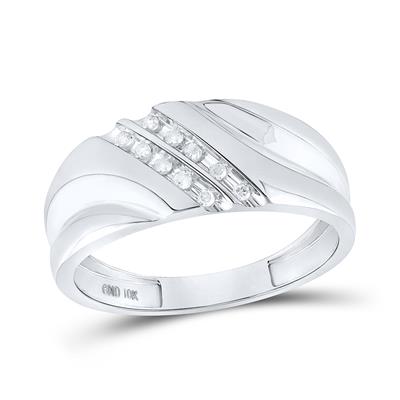 10K Gold Diamond Men's Two-Tone Wedding Band Ring - 1/8 CTTW - Elegant Bridal Jewelry for Engagement, Anniversary & Special Occasions