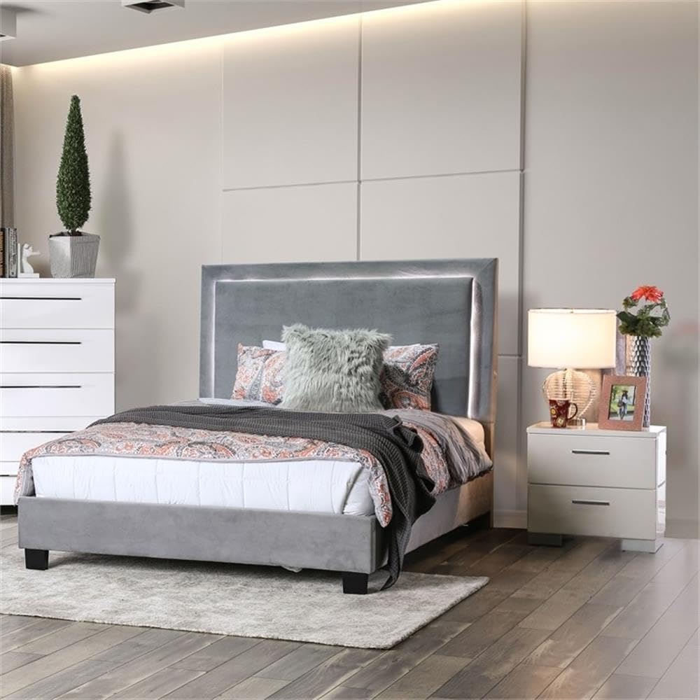 BOWERY HILL Modern 2-Drawer Wooden Nightstand - Glossy White Finish for Bedroom, Living Room, or Office