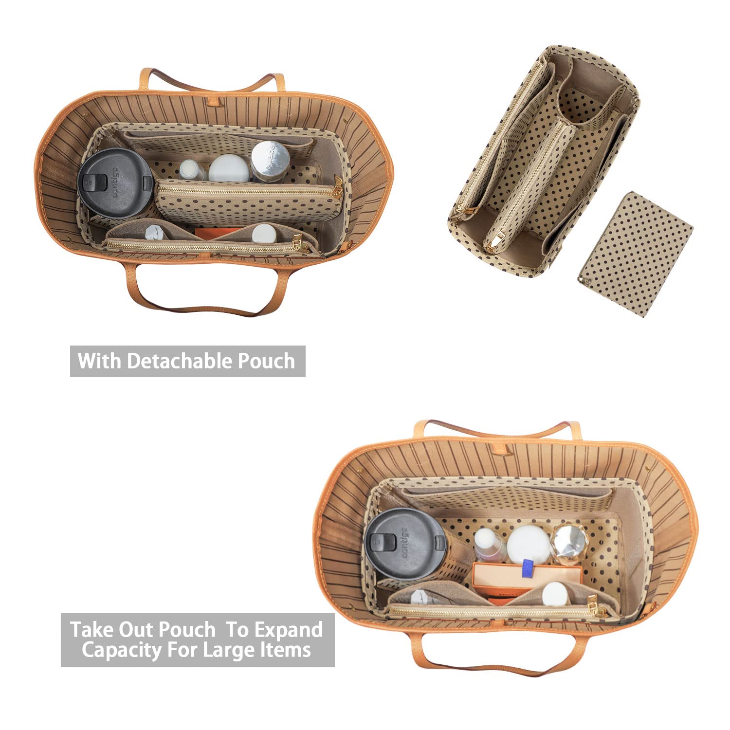 ZTUJO Felt Purse Organizer Insert for Louis Vuitton Speedy, Neverfull, Graceful & Tote Bags - Handbag Shaper & Storage Solution for Travel, Work & Daily Use
