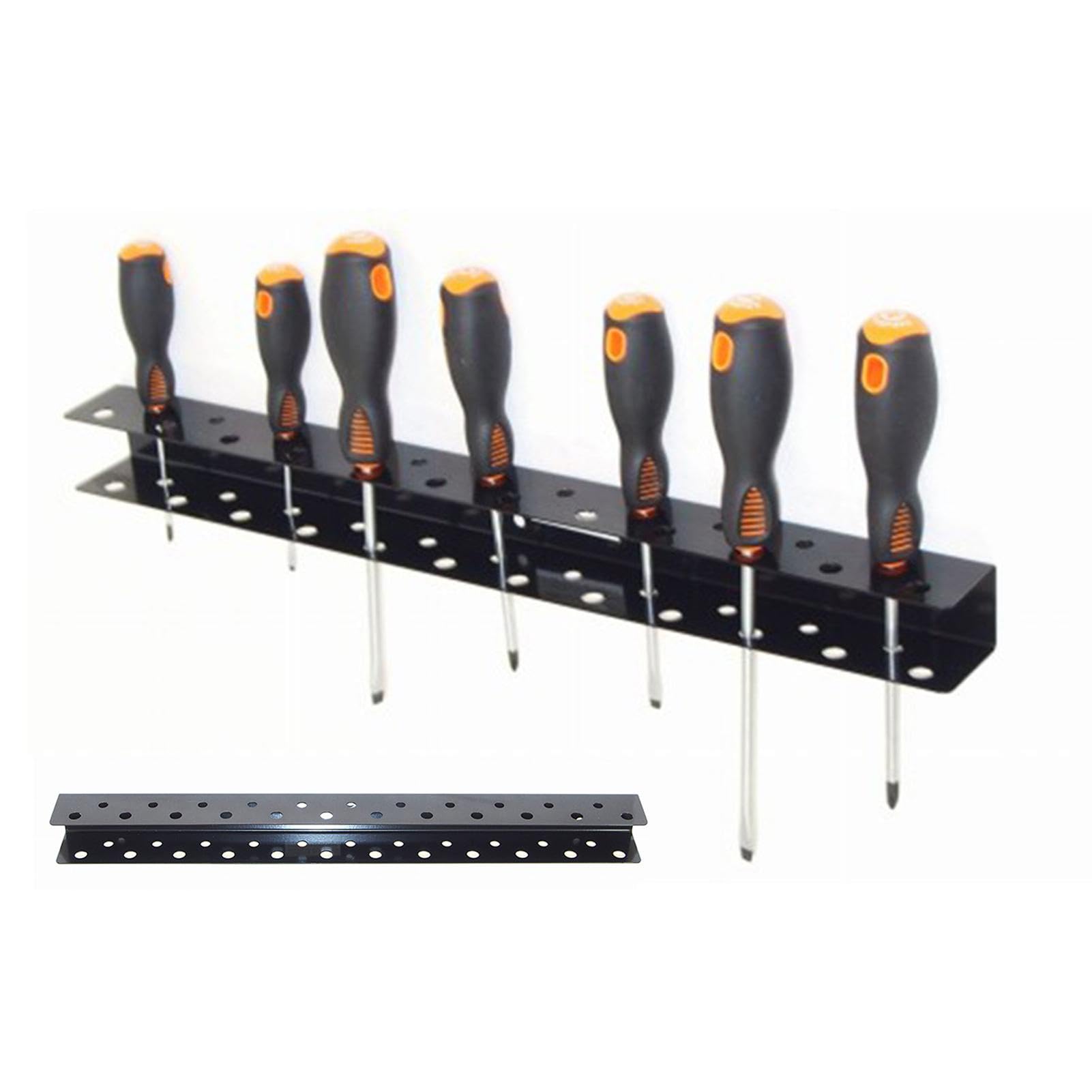 Wall Mount Screw Organizer & Tool Storage Shelf - Heavy Duty Metal Broom Holder, Garden Tool Organizer for Workshop, Shed, Garage - Perfect for Screwdrivers, Pliers, Gardening Tools & DIY Projects