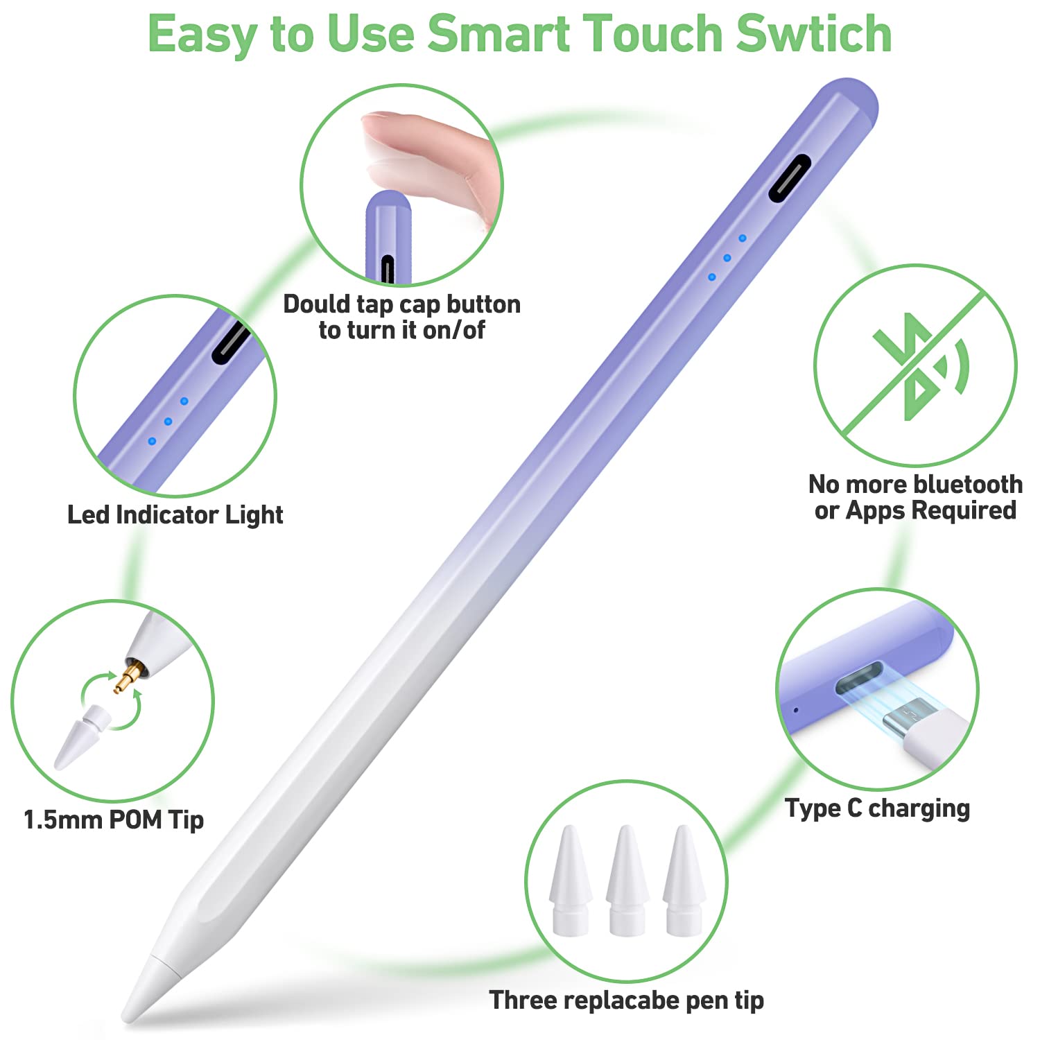Premium Stylus Pen for iPad (2018-2023 Models) - Magnetic Apple Pencil Alternative with Tilt Sensor & Palm Rejection - Compatible with iPad 6-10, iPad Mini 5/6, iPad Air 3-5, iPad Pro 11