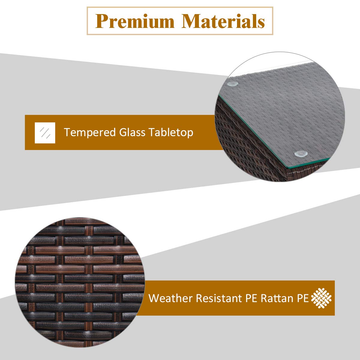 Tangkula 3-Piece Patio Furniture Set - 2 Wicker Chairs with Glass Top Coffee Table, Outdoor Rattan Conversation Set for Garden, Porch or Poolside (Cream) | Perfect for Relaxing, Entertaining & Outdoor Dining