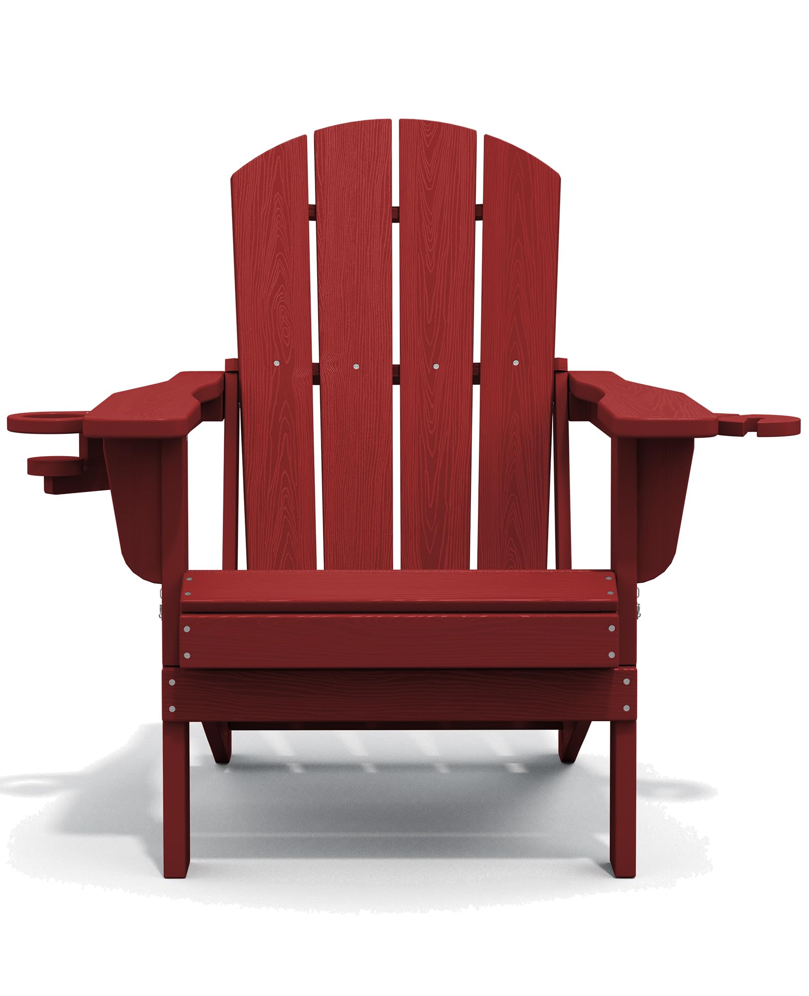 Premium SERWALL Adirondack Chair with Cup Holders - Durable HDPE Composite Outdoor Patio Furniture - All-Weather Resistant (Red) - Perfect for Backyard, Poolside & Garden Relaxation