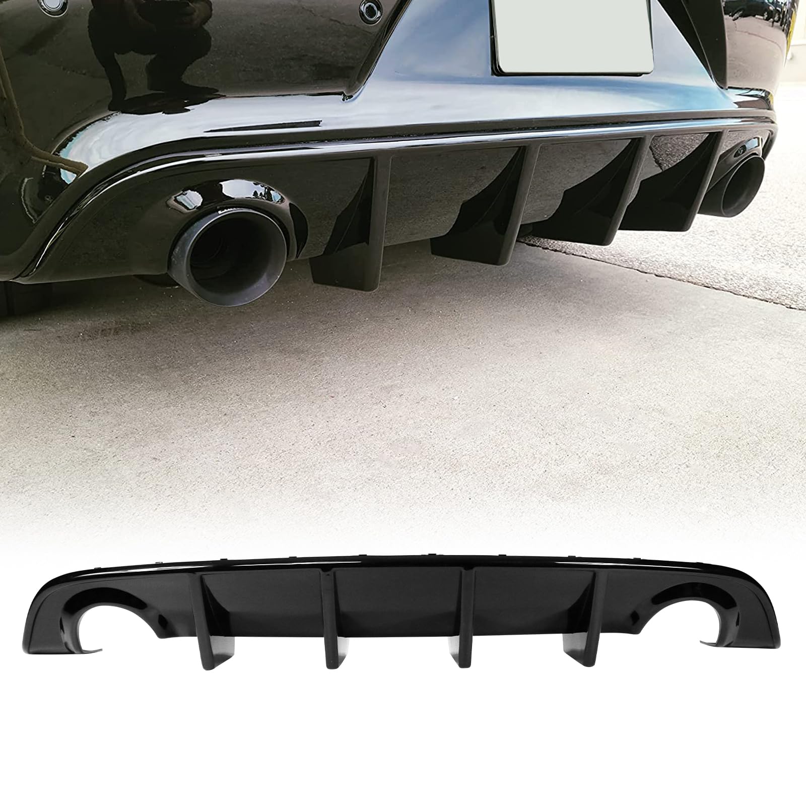 FREEMOTOR802 Gloss Black Rear Diffuser for 2015-2023 Dodge Charger SRT | OE Style Lower Lip Spoiler & Valance Panel | Enhances Aerodynamics & Sporty Look for Street Racing & Car Shows