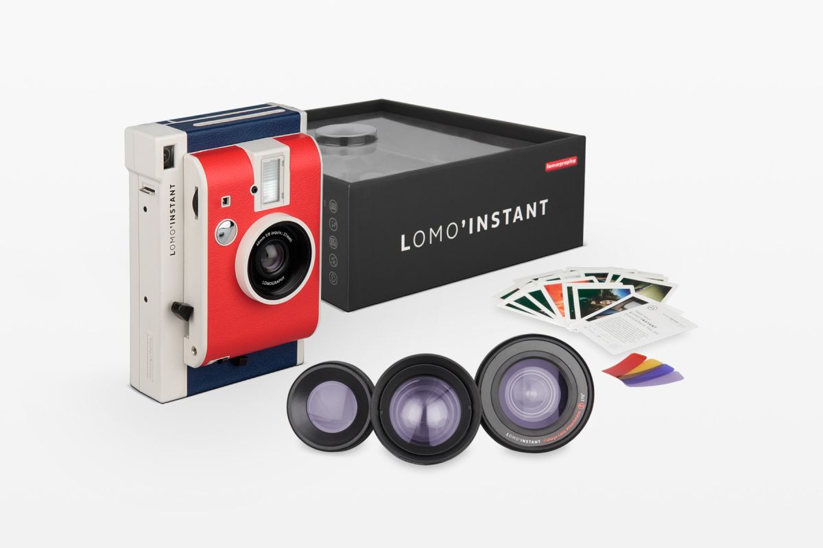 Lomography Lomo'Instant Camera & Lenses Boston Edition - Retro Instant Film Camera with 3 Creative Lenses for Vintage Photography - Perfect for Travel, Parties & DIY Photo Projects