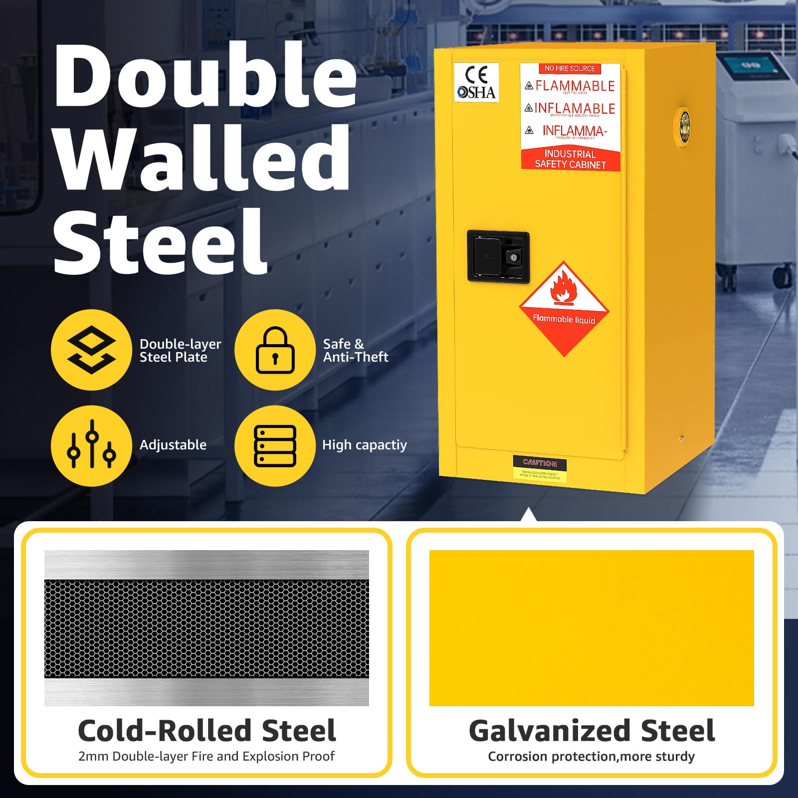 25 Gallon Flammable Storage Cabinet - 18