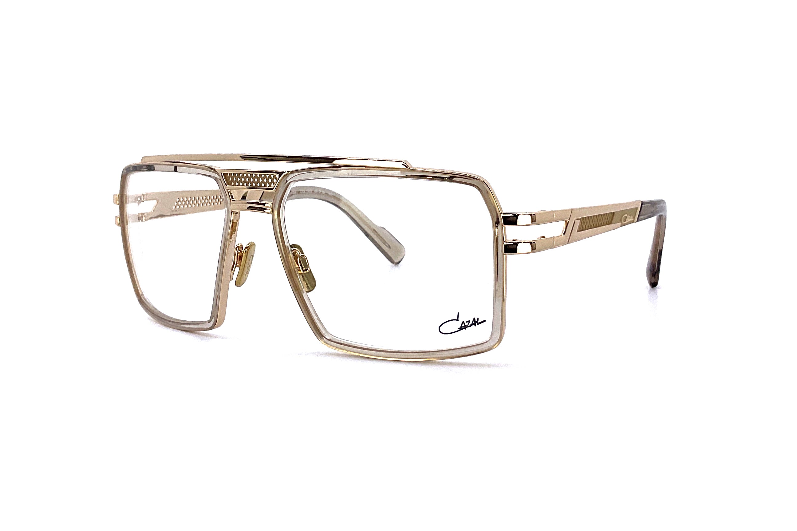 Cazal 6033 Sunglasses - Brown Transparent Frame & Gold Accents for Men & Women | Retro Vintage Style, UV Protection, Perfect for Outdoor Activities, Driving, and Fashion