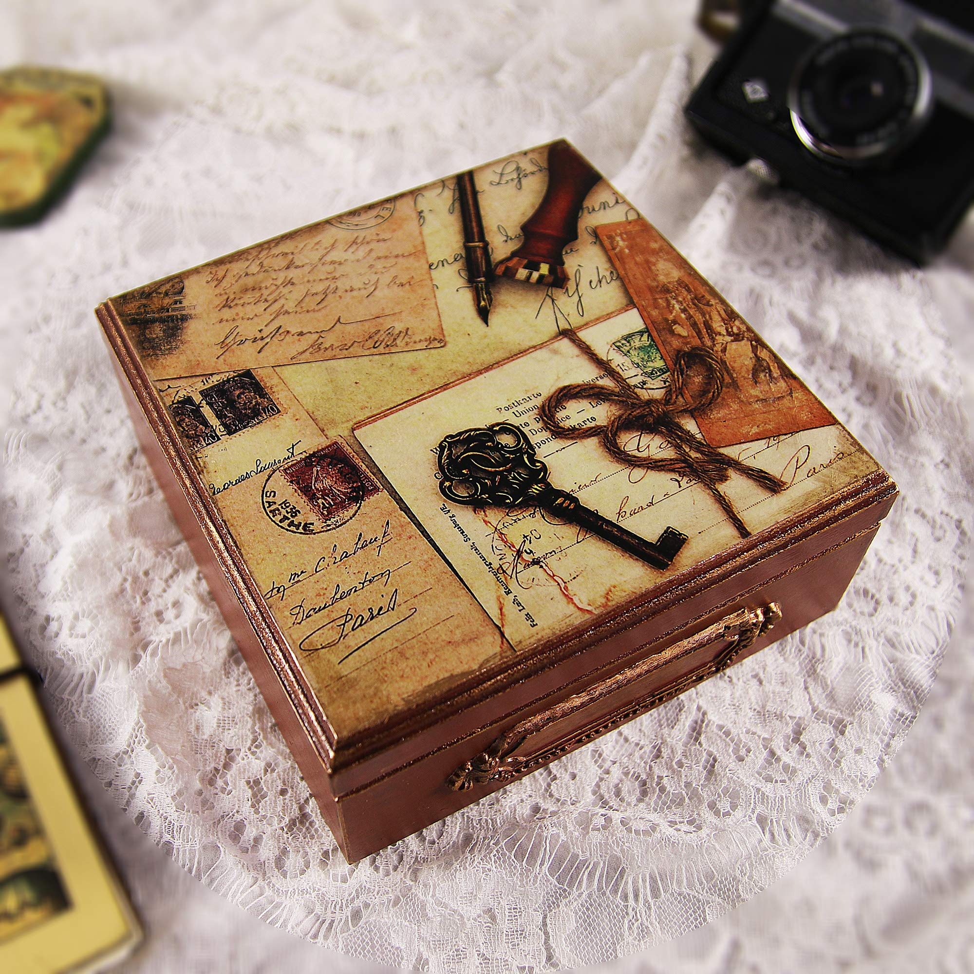 Handmade Jewelry Box - Vintage Keepsake Storage Box for Jewelry, Letters & Memories | Perfect for Wedding Gifts, Anniversary Presents & Home Decor Organization