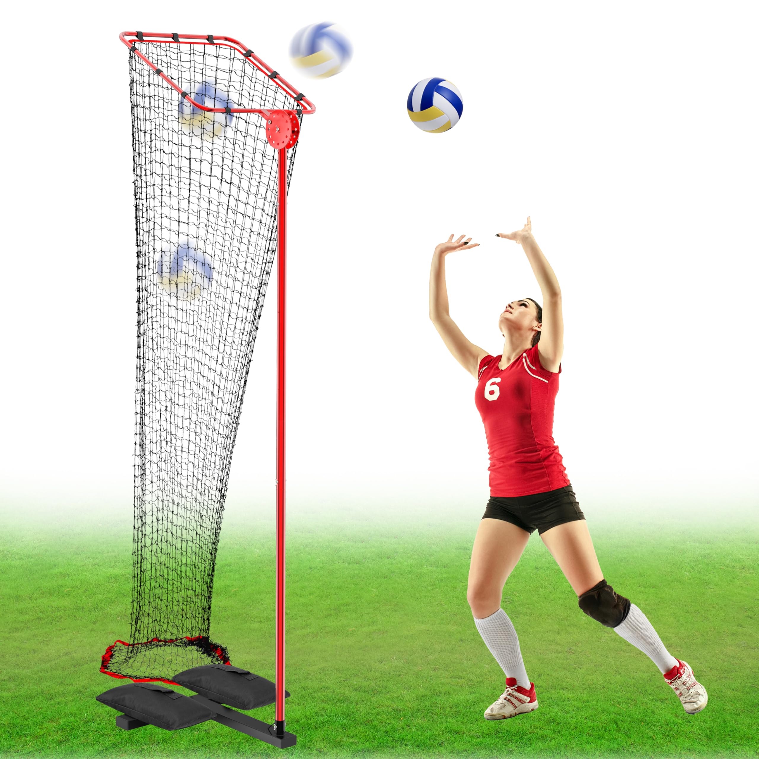 **Adjustable Volleyball Training Setter Net with Portable Cart & Wheels - 5 Height Options & 10 Angle Hoop - Perfect for Indoor & Outdoor Volleyball Practice, Team Drills & Solo Training**