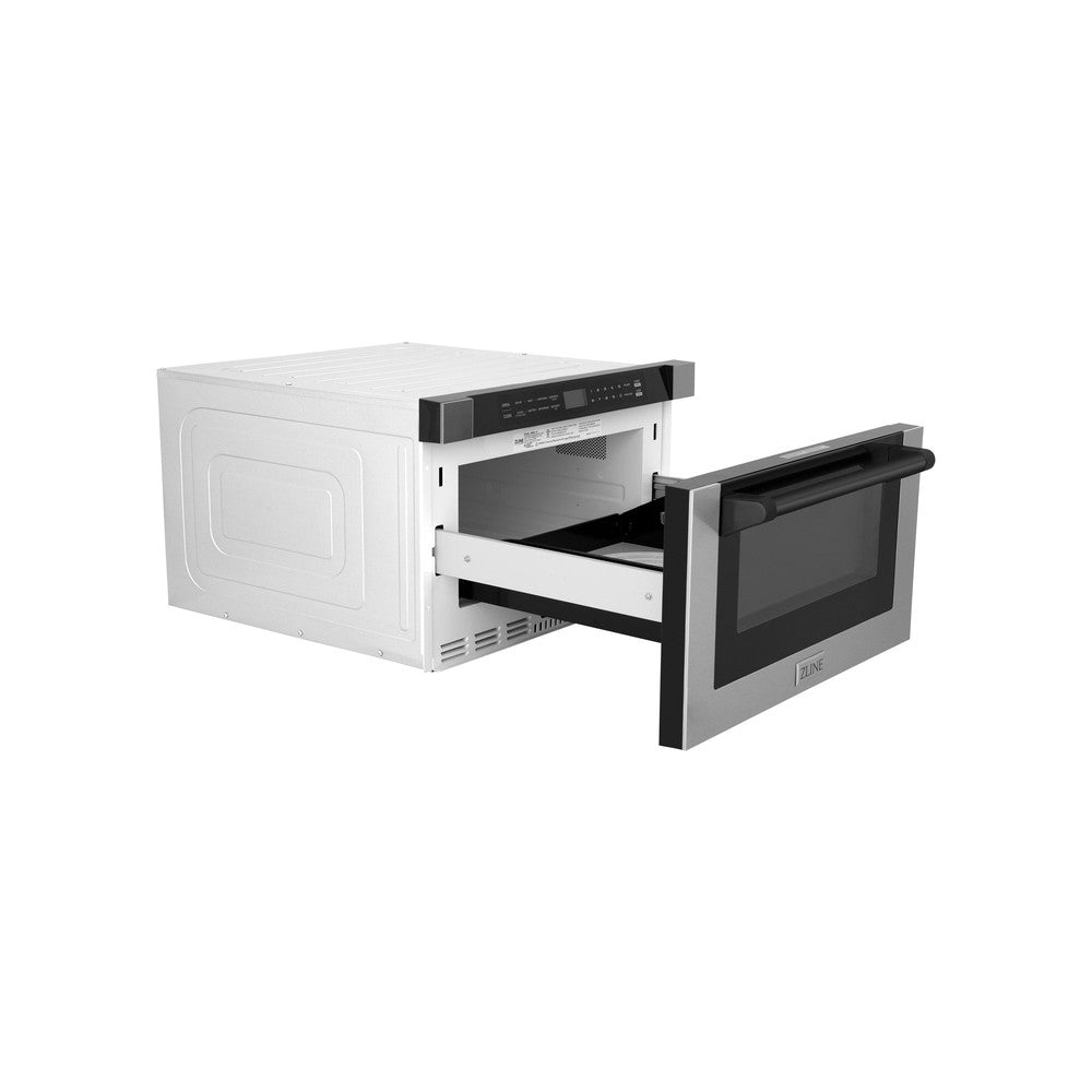 ZLINE Autograph Edition 24-Inch Built-In Microwave Drawer - 1.2 cu ft Stainless Steel with Matte Black Accents (MWDZ 1 H MB) - Perfect for Modern Kitchens, Small Spaces & Luxury Home Upgrades