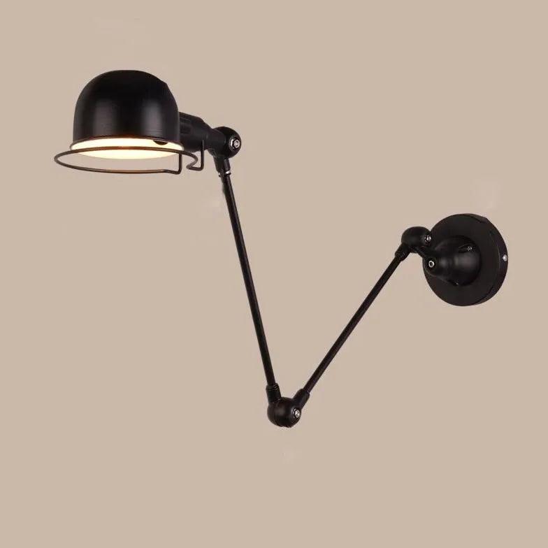 Vintage Dome Swing Arm Industrial Wall Light - Adjustable Wall Mounted Sconce for Living Room, Bedroom, or Office Lighting