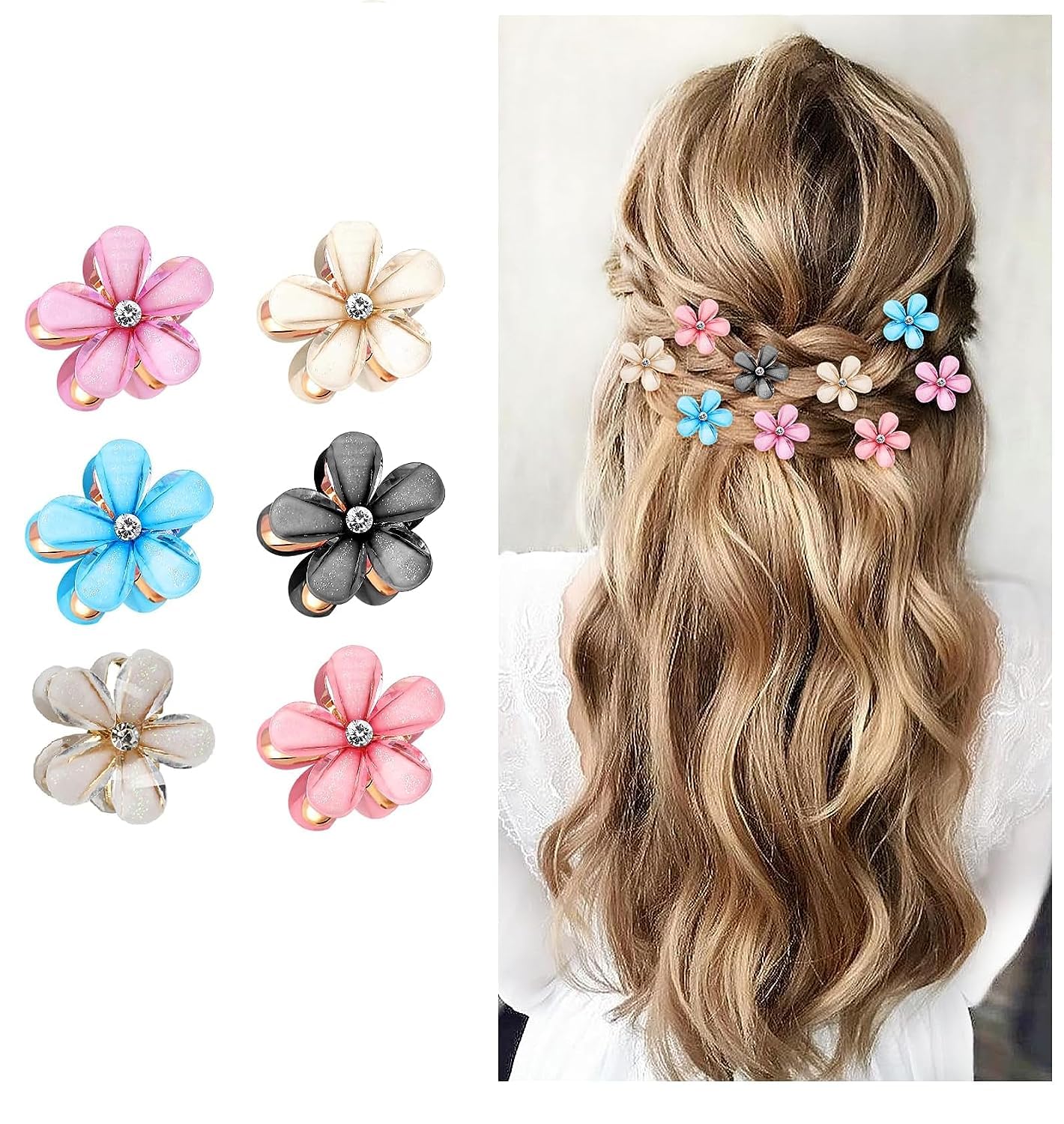 Korean Style Pearl Metal Hair Clips - 12 Pack Multicolor Plastic Pearl Barrettes for Women & Girls | Elegant Hair Accessories for Parties, Weddings & Daily Wear