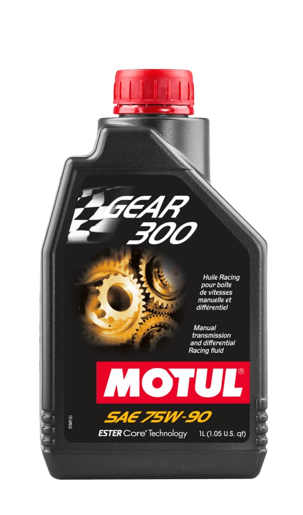 Motul 105777 Gear 300 75W-90 Synthetic Transmission Fluid - Set of 8 (1 Liter Bottles) - High Performance Gear Oil for Manual Transmissions, Differentials & Racing Applications