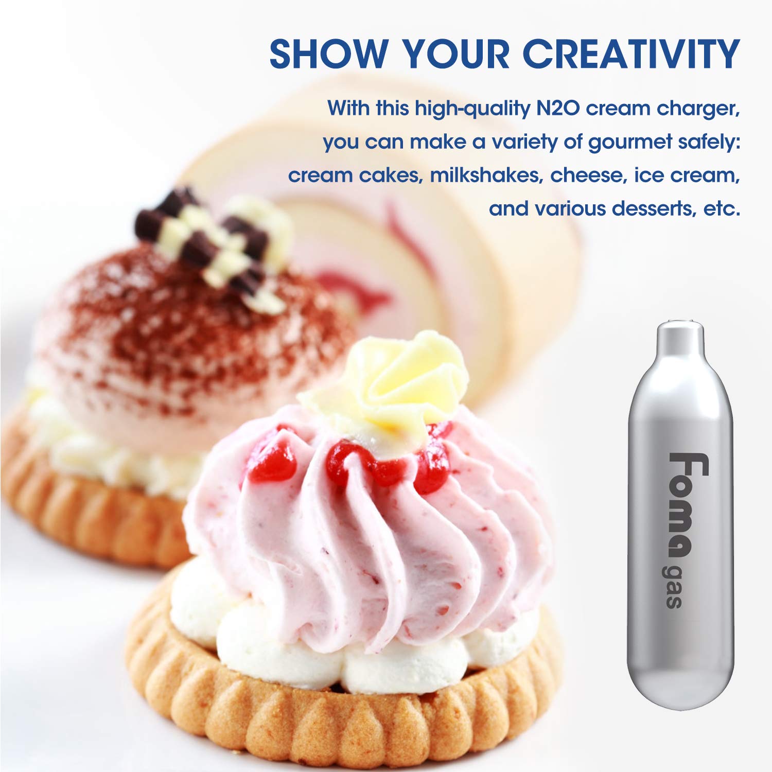 Blue Flag 8g Whipped Cream Chargers 100 Pack - Perfect for Desserts & Coffee Toppings