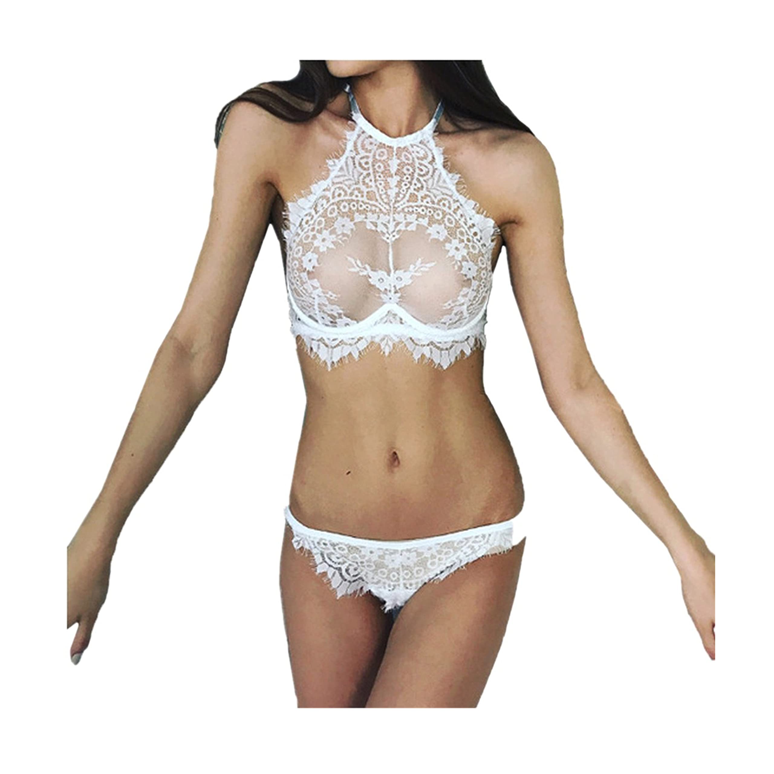 Sexy Lace 2-Piece Hollow Out Pajama Set for Women - Naughty Teddy Babydoll Lingerie & Nightgown - Perfect for Valentine's Day, Honeymoon, and Romantic Nights
