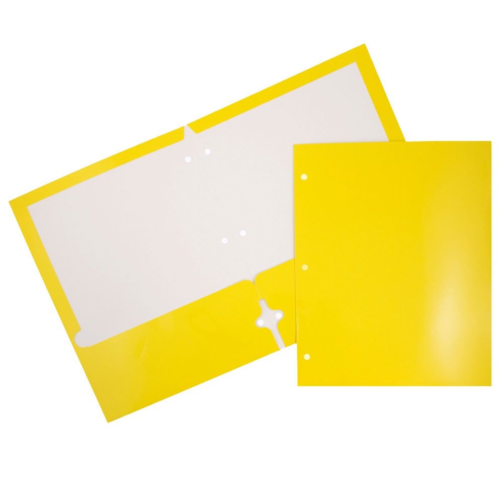 JAM PAPER Laminated Two Pocket Glossy 3 Hole Punch School Folders - Letter Size 8.5
