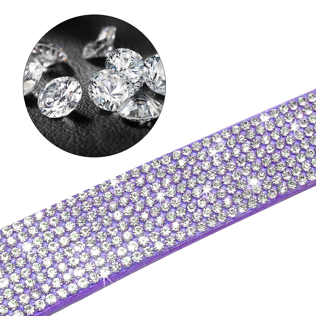 Sparkling Rhinestone Dog Collar - Soft Suede Leather Pet Collar with Crystal Diamonds for Small Dogs & Cats | Perfect for Parties, Weddings & Special Occasions