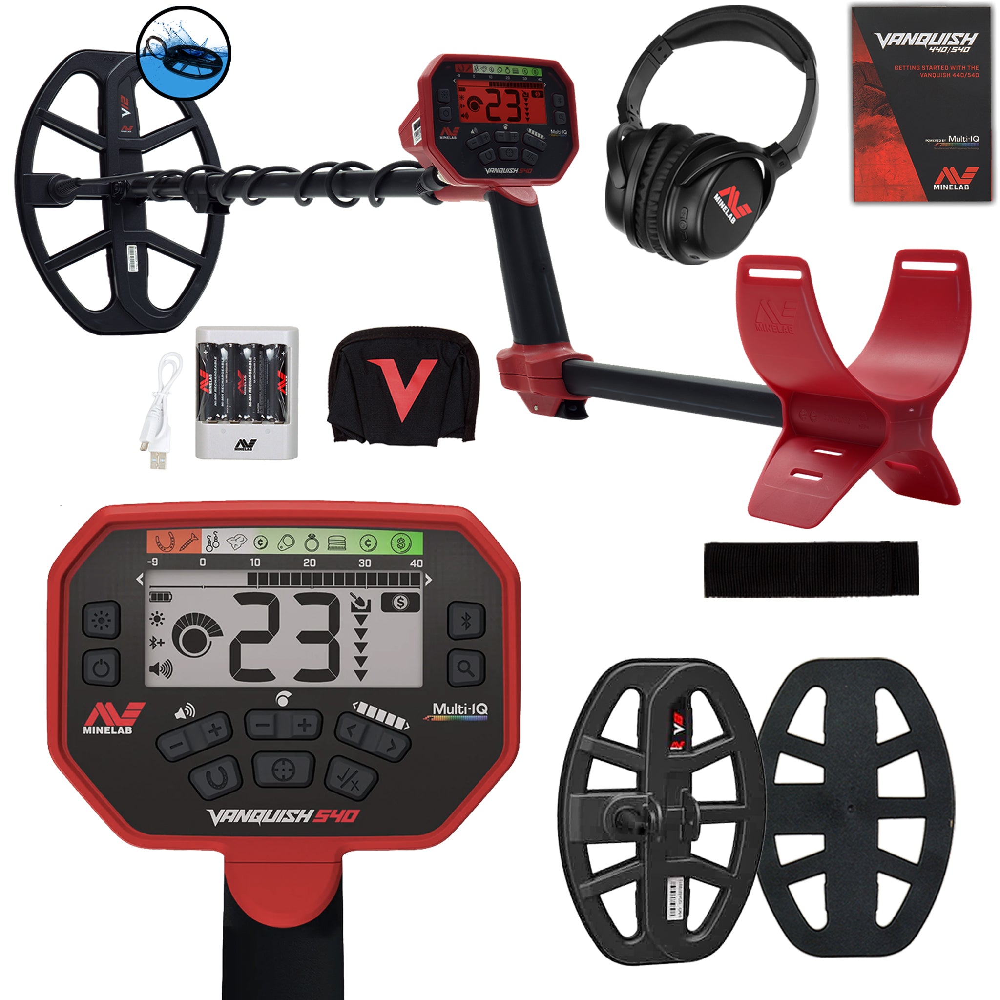 Minelab VANQUISH 540 Pro Pack Metal Detector with Waterproof Coil - Professional Gold & Treasure Hunting Equipment for Beach, Park & Outdoor Adventures