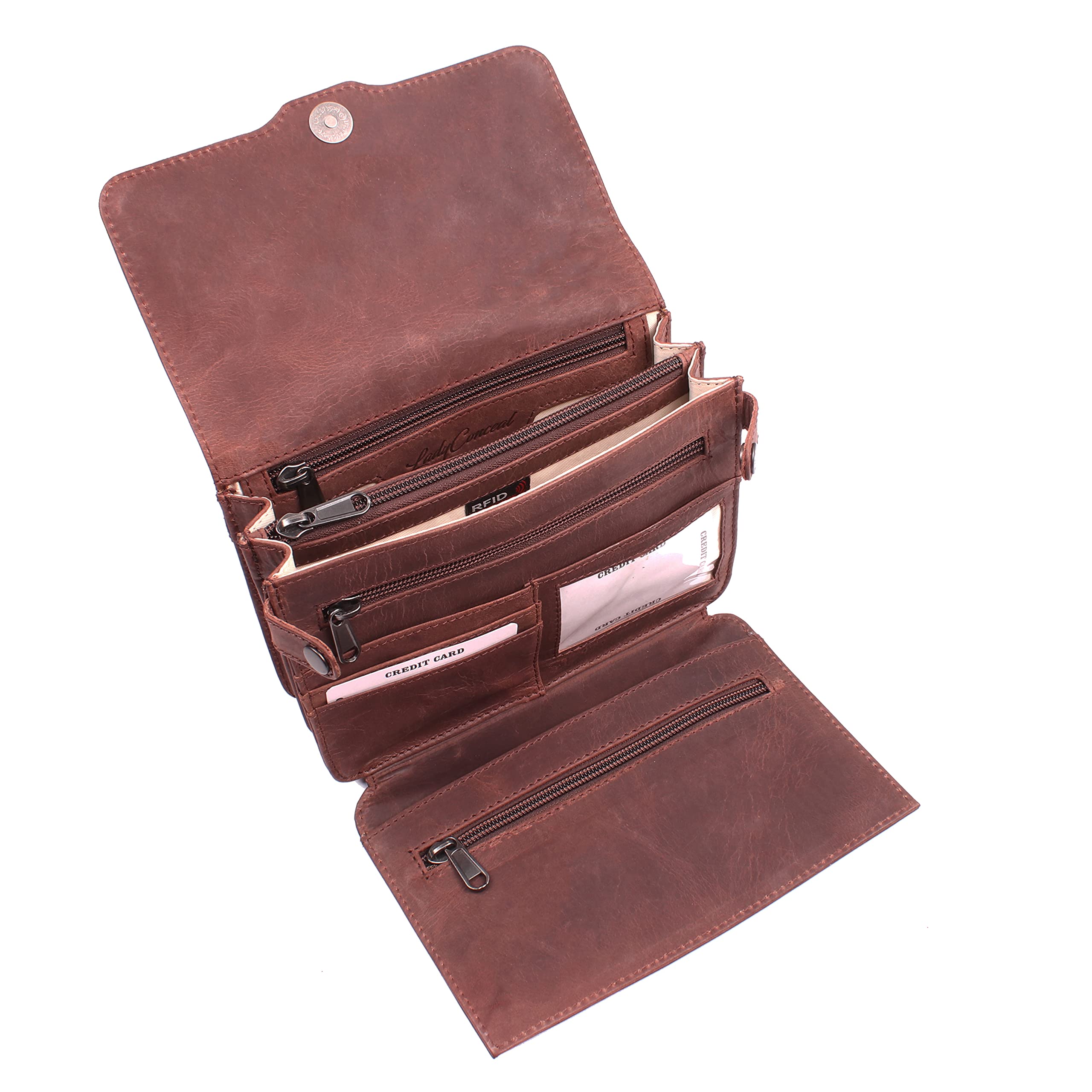 Jolene Leather Crossbody Organizer for Concealed Carry - Slim & Stylish Women's Concealment Purse for Everyday Use, Travel & Self Defense