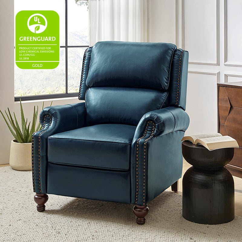 Mid Century Modern Genuine Leather Recliner Chair - Consuela Handcrafted Lounge Chair for Living Room, Office & Home Theater