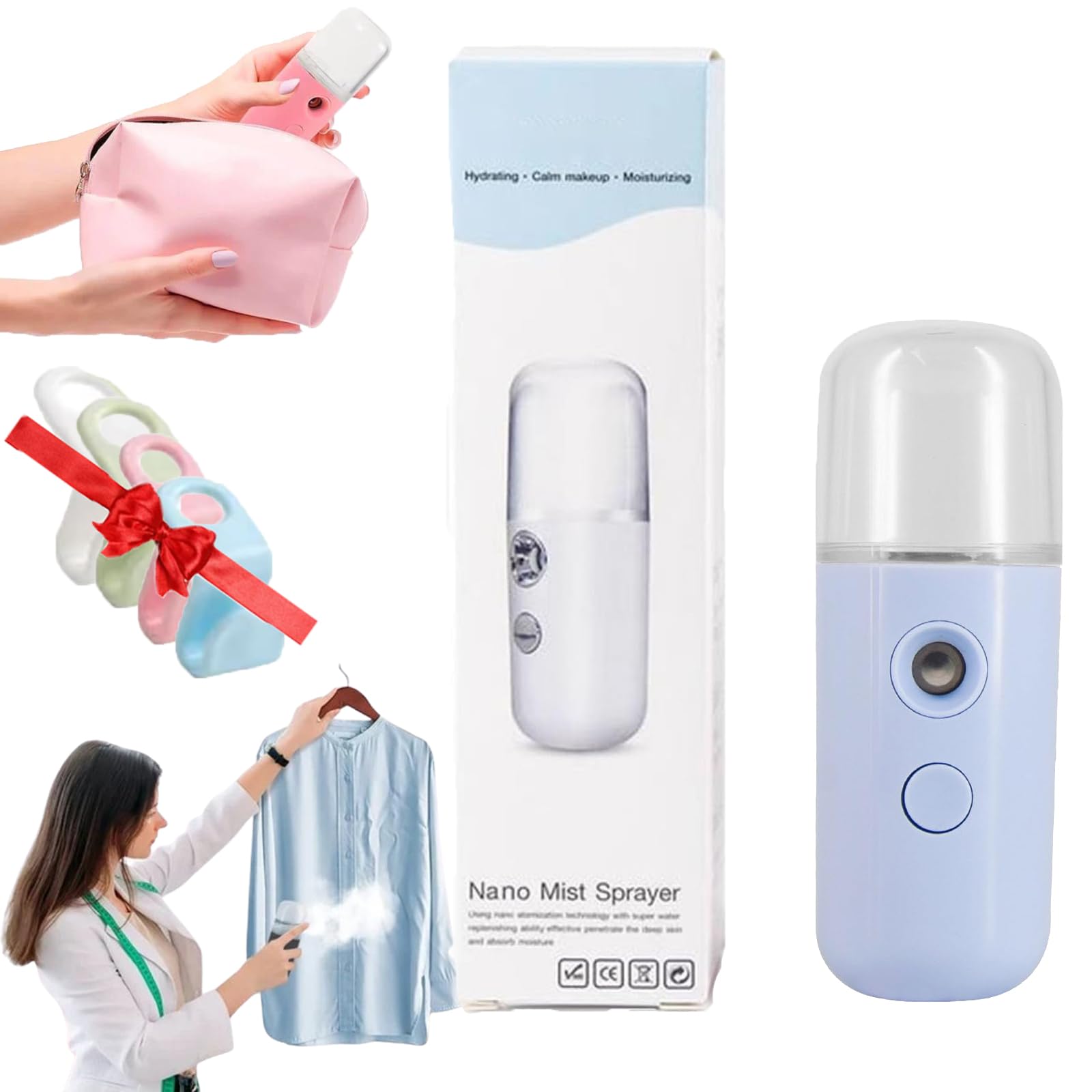 Easy Care Sunshine 15s Heat-Up Mini Travel Steamer - Portable Cordless Rechargeable Steamer for Clothes - Battery Operated Handheld Garment Steamer - Perfect for Travel, Business Trips & Home Use (Blue)