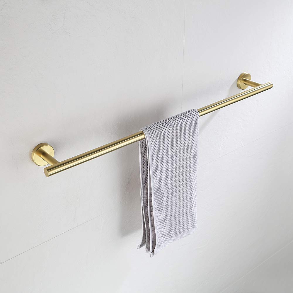 JQK Gold Stainless Steel Towel Ring Holder - 7 Inch Brushed Golden Wall Mount Bathroom Accessory (TR160-BG) - Perfect for Bathrooms, Powder Rooms & Spa Decor