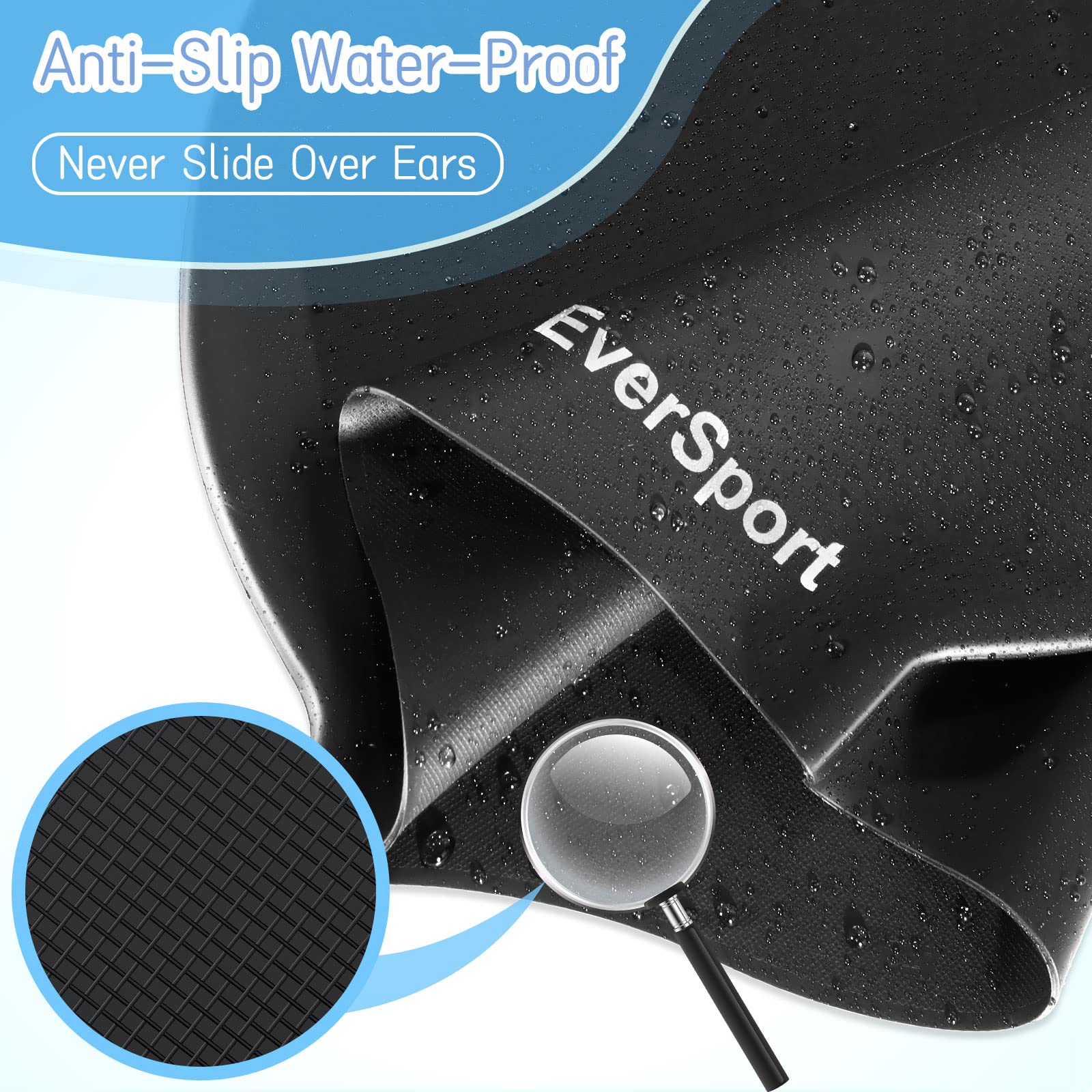 EverSport Kids & Youth Large Swim Cap for Girls 6-14 Years - Silicone Swimming Cap for Long Hair & Braids - Keeps Hair Dry - Perfect for Swimming Lessons, Pool Parties & Beach Activities