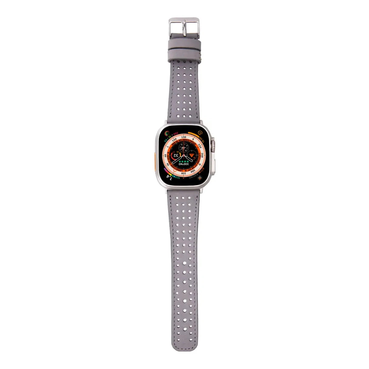 Premium Gray Leather Rally Strap for Apple Watch - Durable & Stylish Band for Workouts, Sports & Everyday Wear