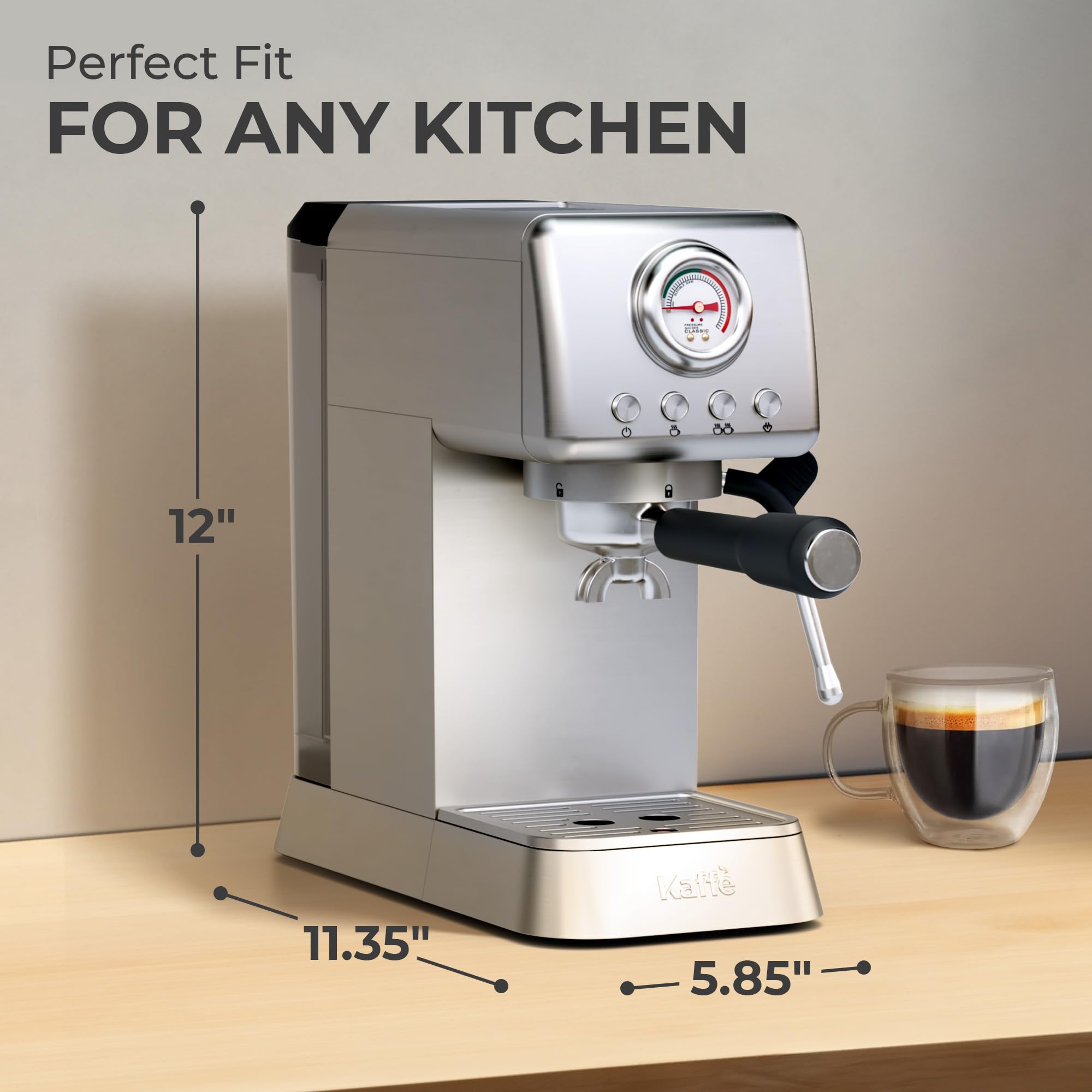 20 Bar Espresso Machine with Milk Frother - Stainless Steel Coffee Maker with Fast Heating Thermo Block & Detachable Water Tank - Perfect for Home Baristas & Coffee Lovers - Ideal for Espresso, Cappuccino & Latte Making
