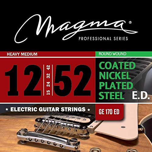 Magma COATED Electric Guitar Strings - Heavy Medium Nickel-Plated Steel .012-.052 Gauge (12-52) - GE170ED - 1 Set - Perfect for Rock, Metal & Stage Performances