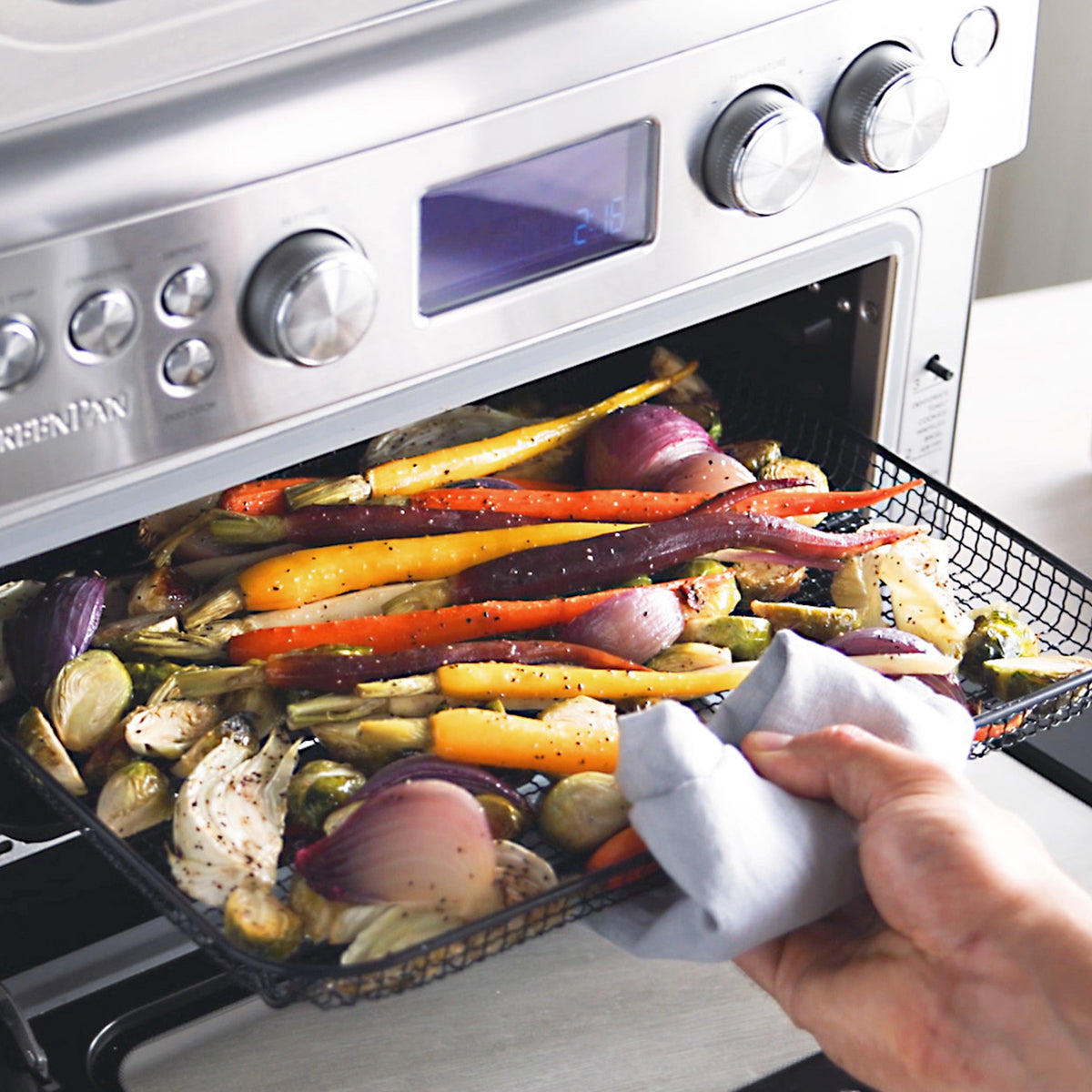 Elite Convection Air Fryer Toaster Oven - 12-in-1 Multi-Function Countertop Oven with Premiere Stainless Steel Design | Perfect for Baking, Roasting, Air Frying & Family Cooking
