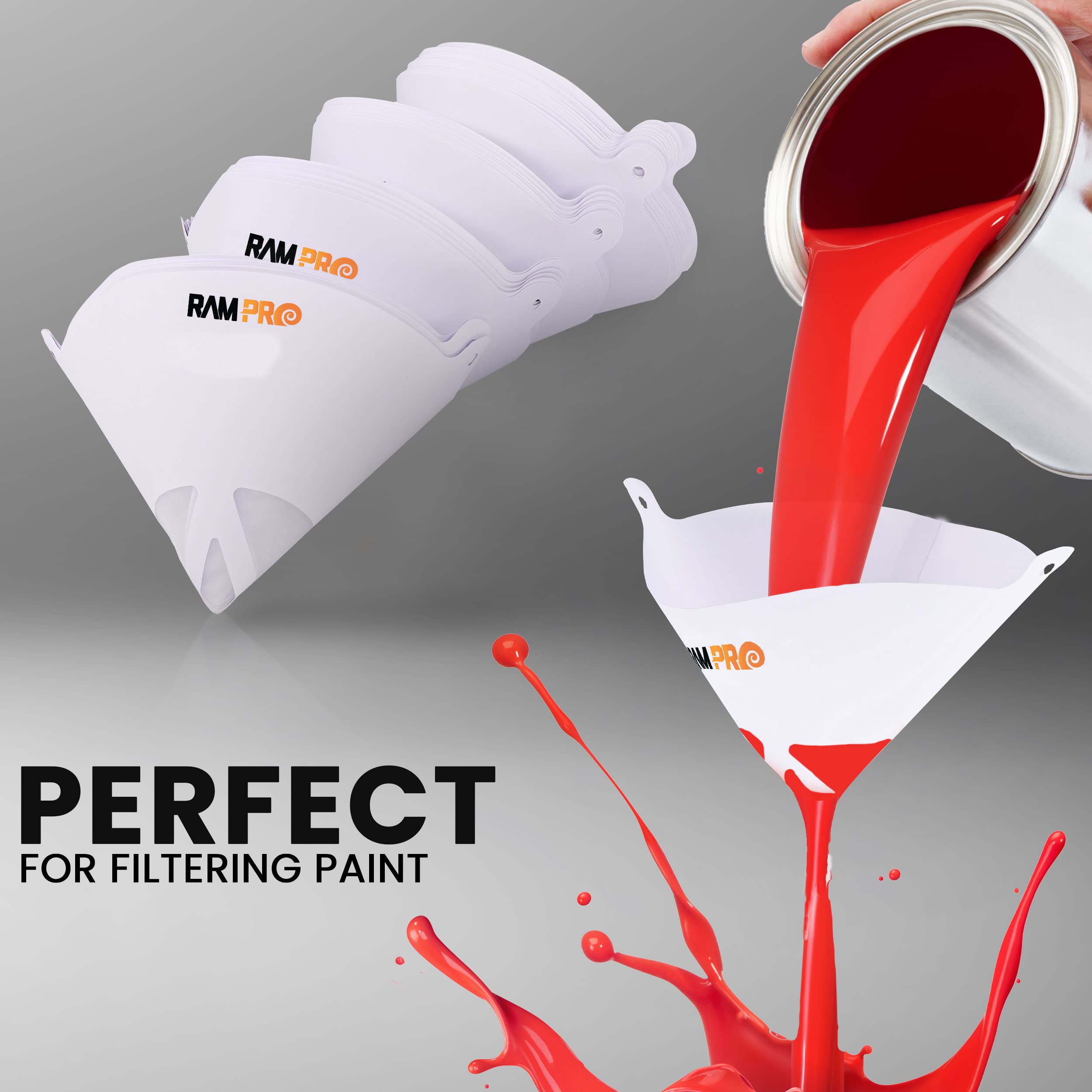 Ram-Pro 100 Pack 190 Micron Paint Strainers - Premium Nylon Mesh Paint Filters for Professional Painting Projects | Perfect for Acrylics, Latex & Oil Paints | DIY Home Improvement & Automotive Painting