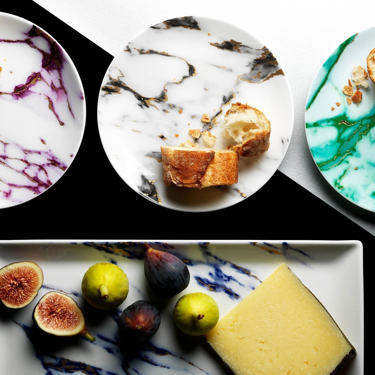 Marble Venice Fog 4-Piece Place Setting - Elegant Dinnerware Set for Formal Dining, Wedding Registry & Holiday Entertaining