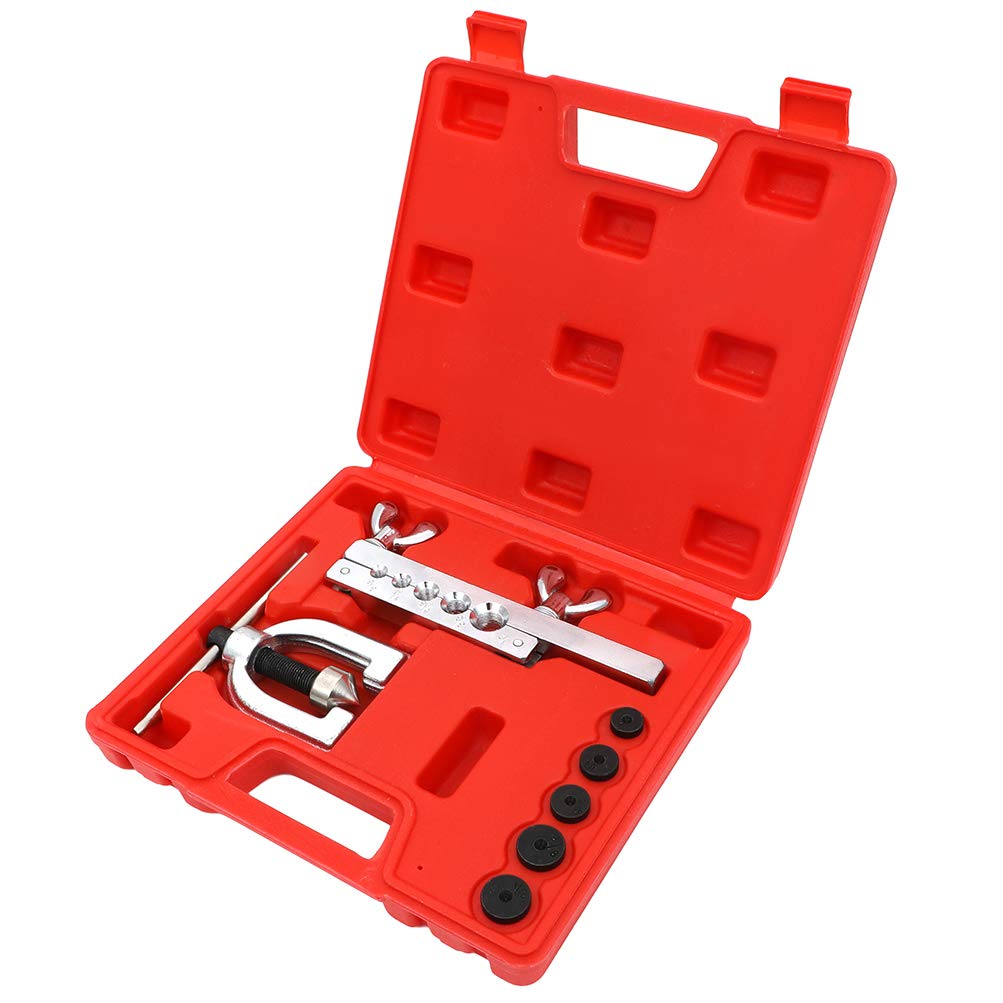 ECCPP Double Flaring Tool Kit - Professional Brake Line Flaring Tool for Copper, Aluminum, Steel & Brass Tubing - 45 Degree Flares - Perfect for Automotive Repair & DIY Projects