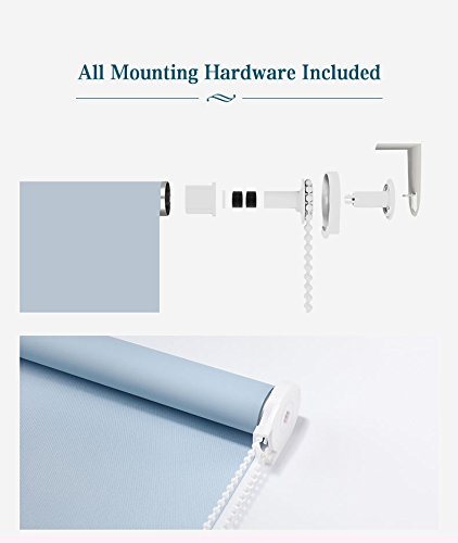 ZY Blinds Cordless Blackout Window Shades - Stone Roller Shades with Metal Valance, UV Protection & Energy Saving Room Darkening Fabric (54