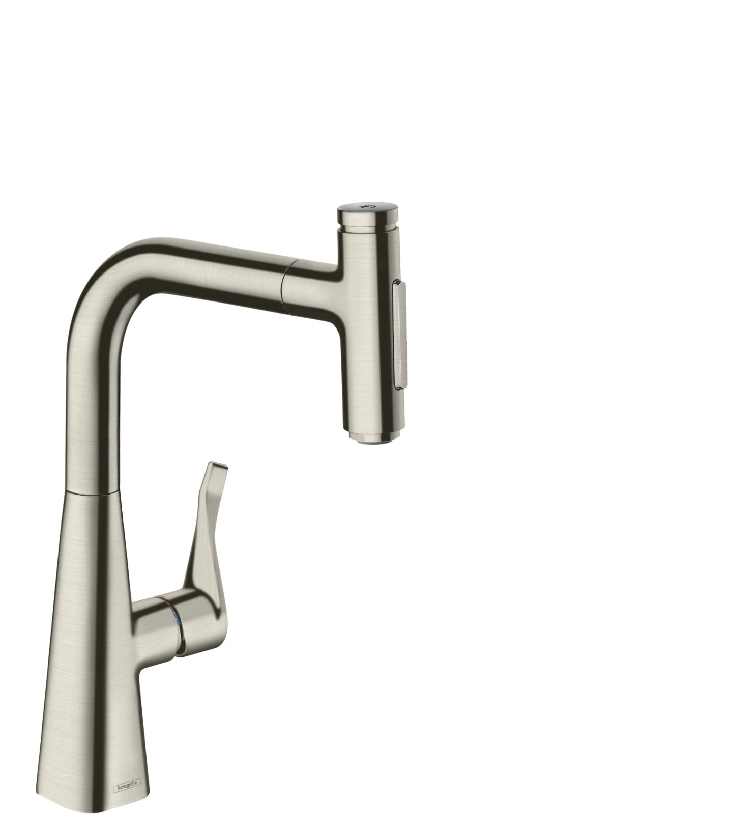Hansgrohe Metris Select Stainless Steel Pull-Out Sprayer Kitchen Faucet - Modern Bar Design for Sink - Durable Stainless Steel Finish (Model 73822801) - Perfect for Cooking, Washing Dishes & Food Prep