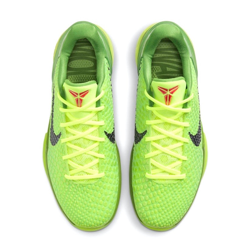 Kobe 6 Protro Grinch Basketball Shoes - Apple Green, Black, Volt & Crimson Colorway | High-Performance Court Shoes for NBA Fans & Streetwear Enthusiasts | Perfect for Basketball Games, Training & Sneaker Collection