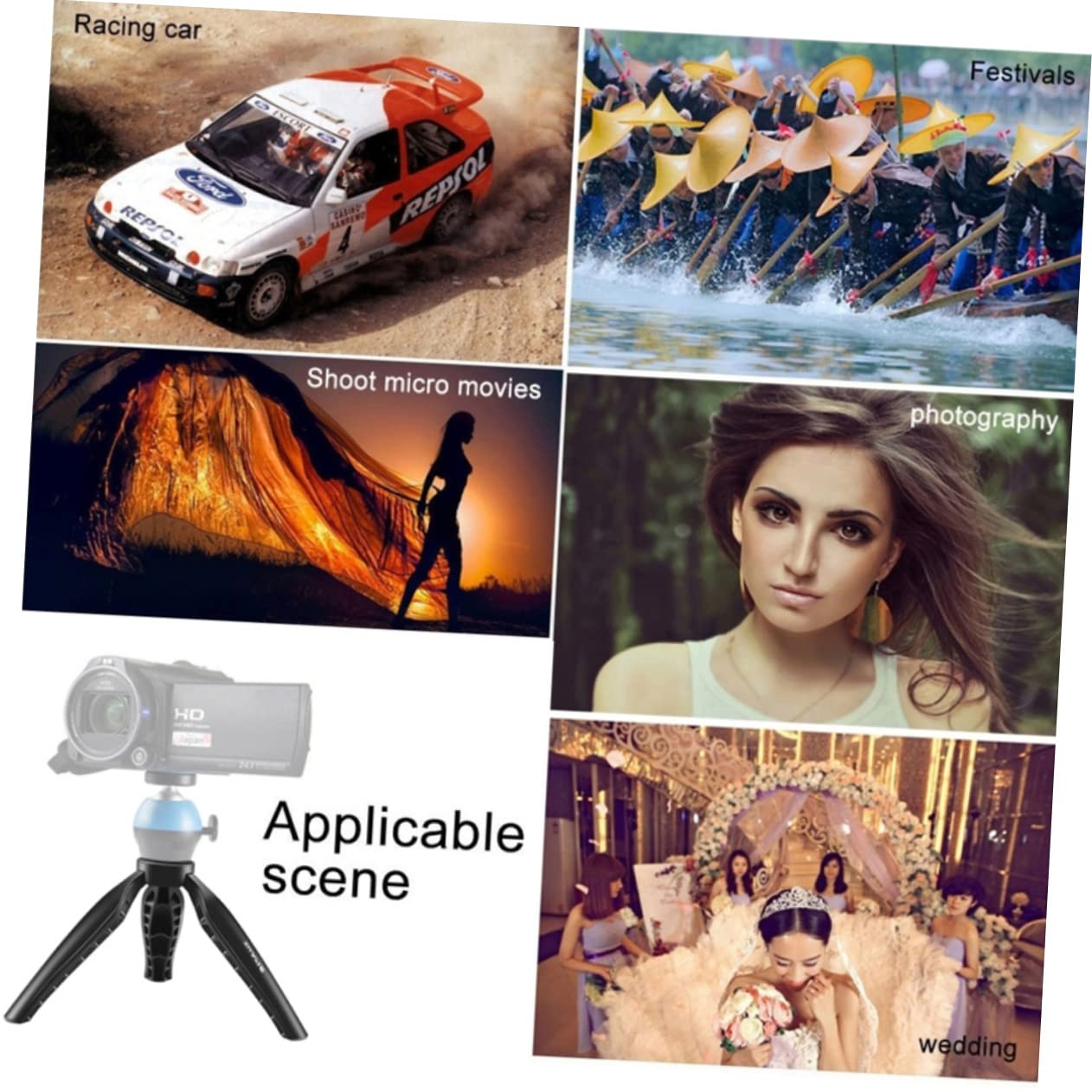 Jojofuny Adjustable Camera Tripod Stand with Phone Holder - Universal Mobile Phone Mount for iPhone, Android, Selfie Stick & Desktop Use - Perfect for Vlogging, Live Streaming & Photography