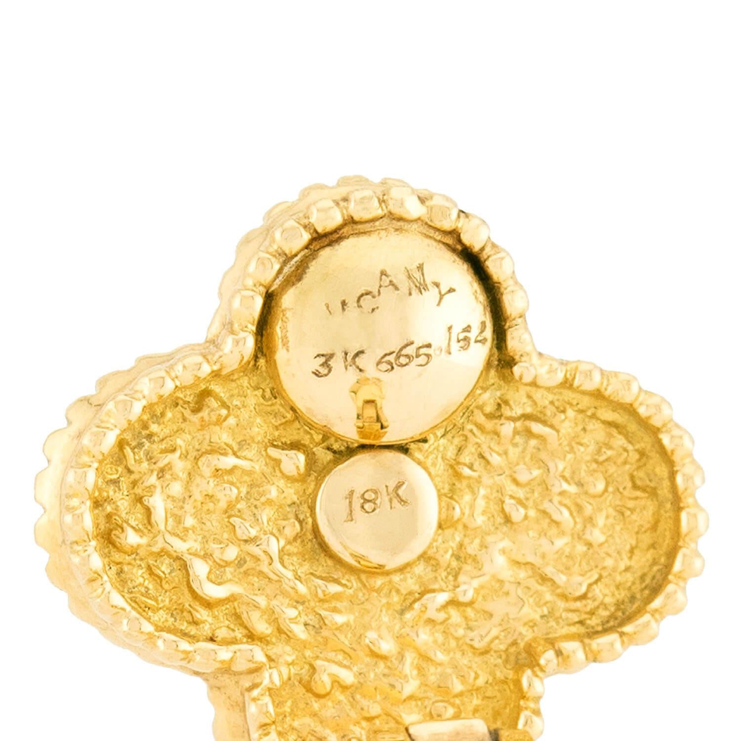 VAN CLEEF & ARPELS Estate 18k Gold Alhambra Earrings - Vintage Luxury Jewelry for Women, Perfect for Weddings, Parties & Special Occasions