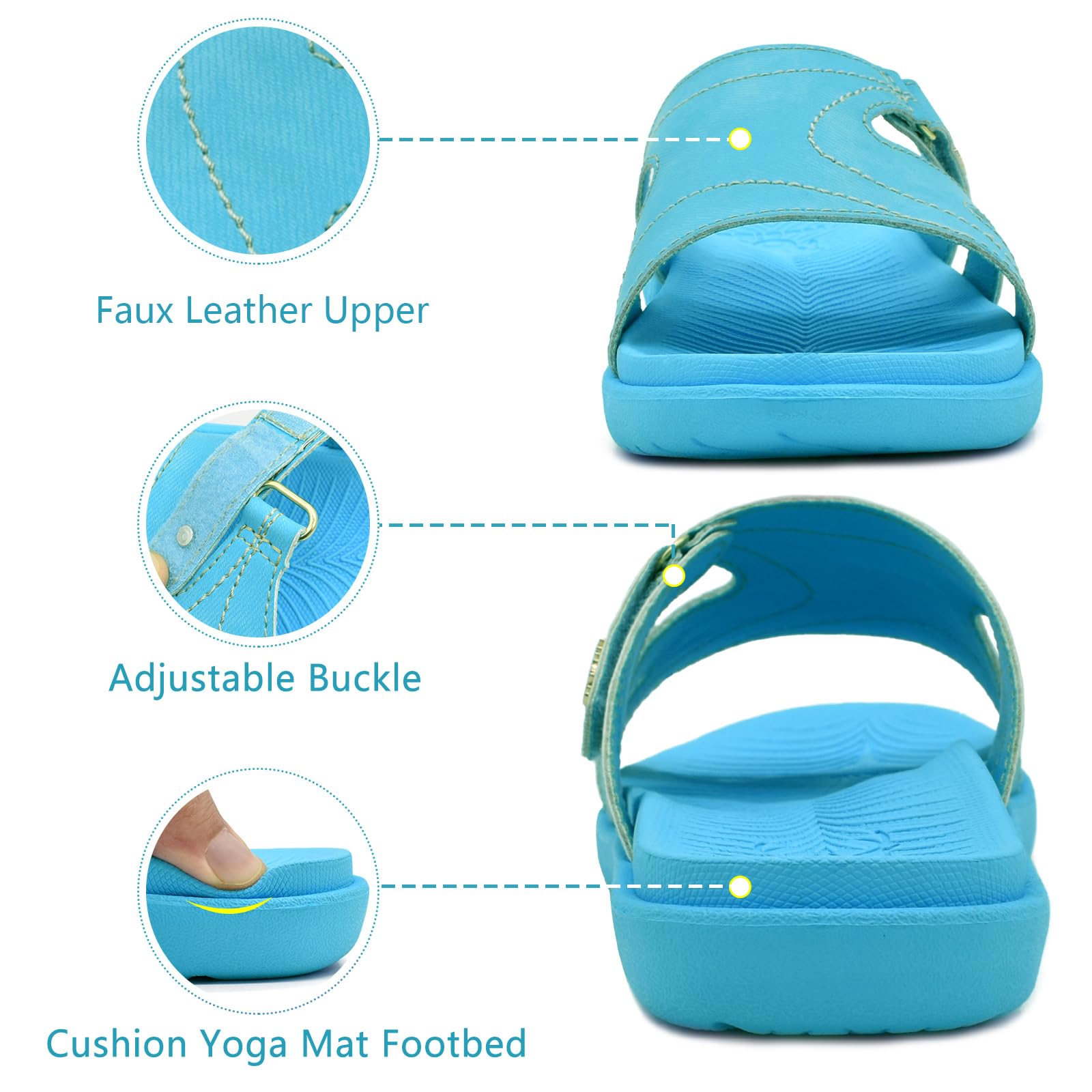 KuaiLu Women's Orthotic Slides - Lightweight Athletic Yoga Sandals with Thick Cushion & Arch Support for Plantar Fasciitis - Perfect for Yoga, Gym, Home & Outdoor Wear
