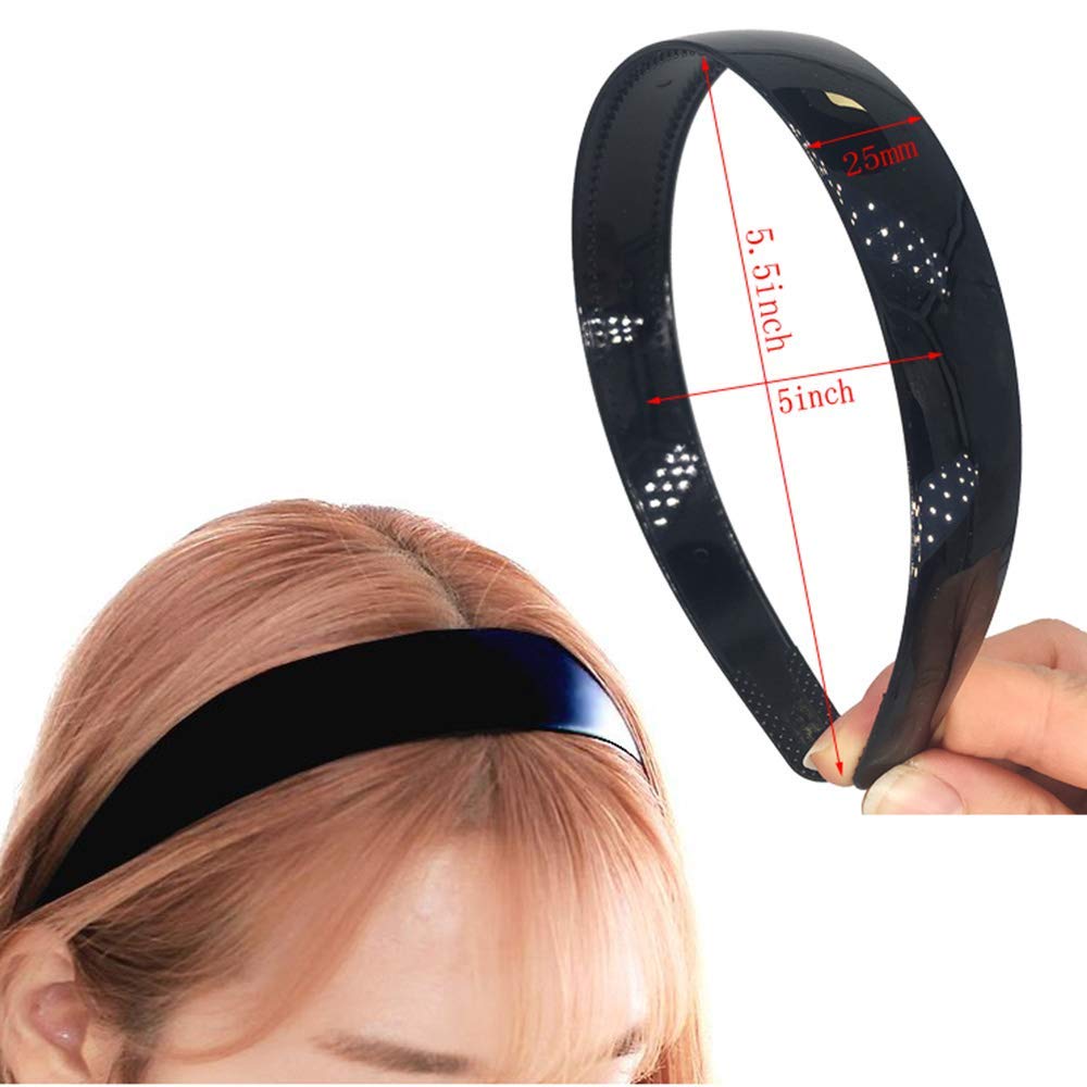 ASG 1 Inch Plastic Hard Wide Headband with Teeth for Women & Girls - 10 Pack - Perfect for Sports, Workouts, Yoga, and Everyday Styling