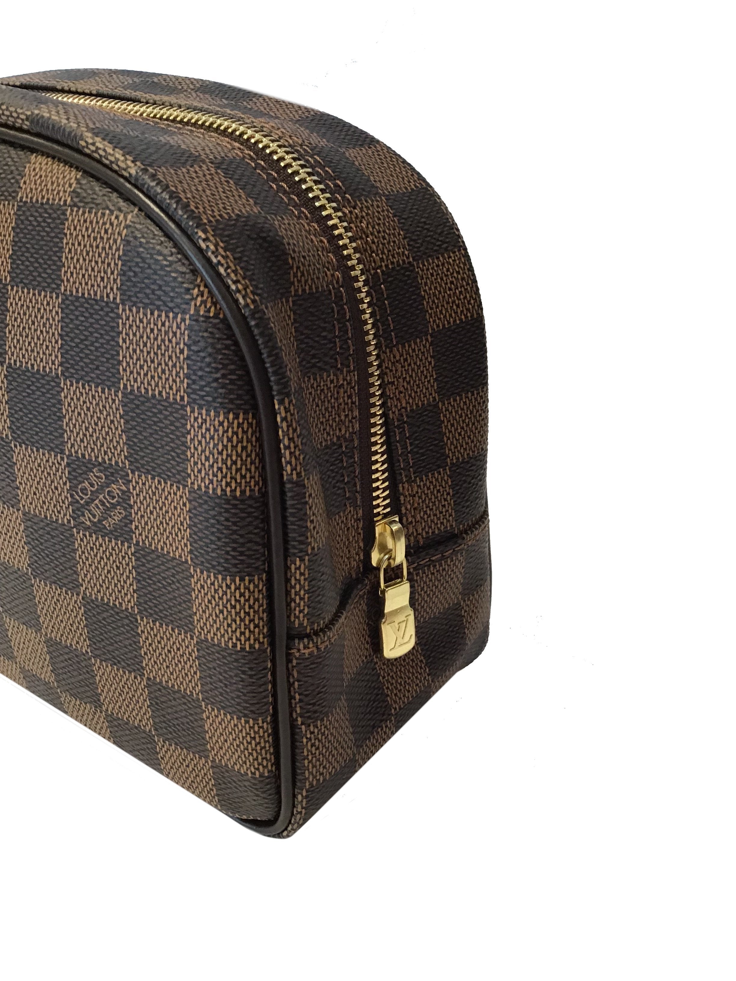 Louis Vuitton Damier Ebene Toiletry Case 25 - Travel Cosmetic Bag for Women & Men | Perfect for Makeup, Skincare & Travel Essentials Organization