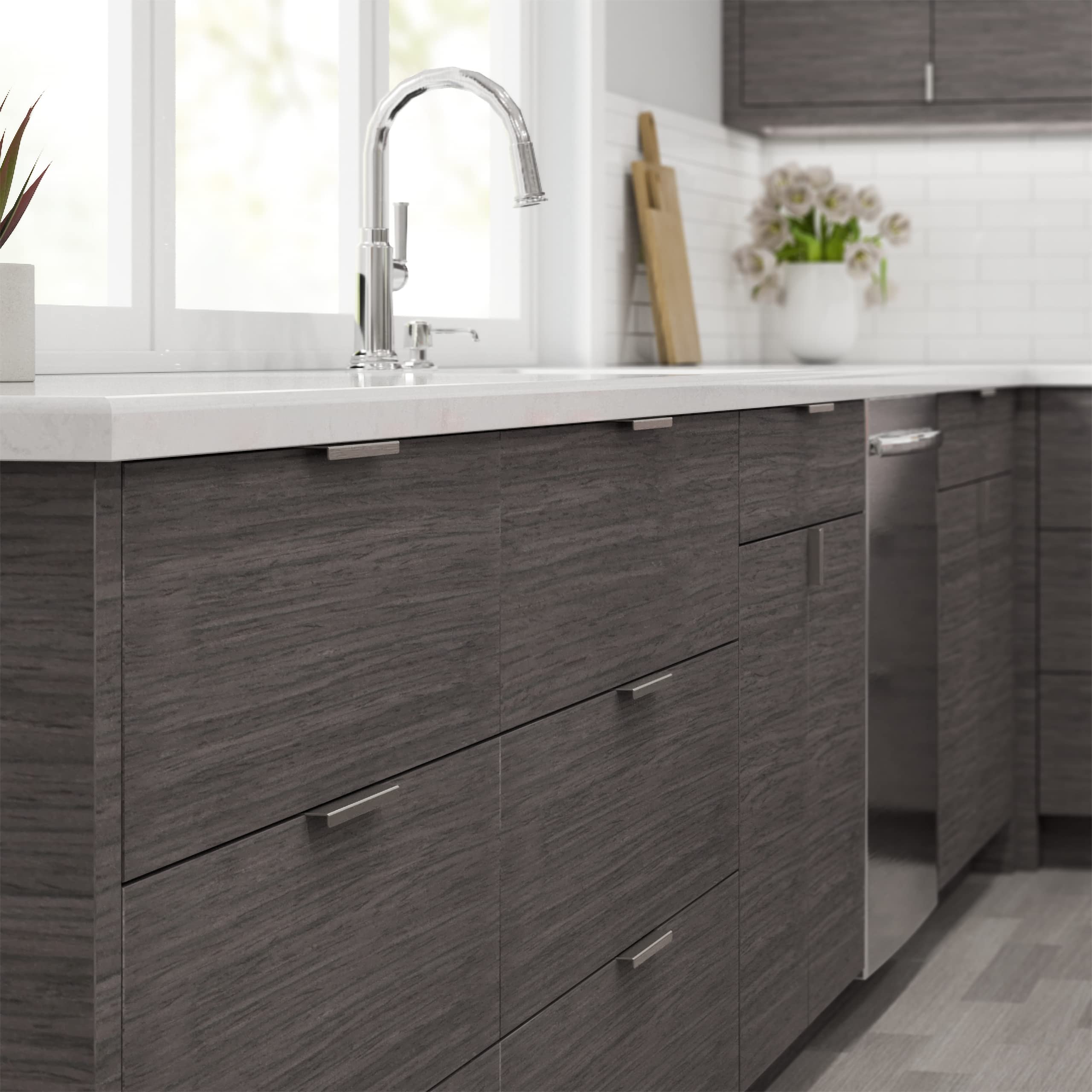 RCH Hardware PL-SS161-280 Brushed Stainless Steel Modern Cabinet Finger Edge Pull - 12 7/8 Inch (5 Pack) - Durable & Stylish for Kitchen, Bathroom & Office Cabinets